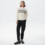 Kadın Regular Fit Dik Yaka Baskılı Beyaz Kazak