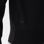 Kadın Regular Fit Dik Yaka Baskılı Siyah Kazak