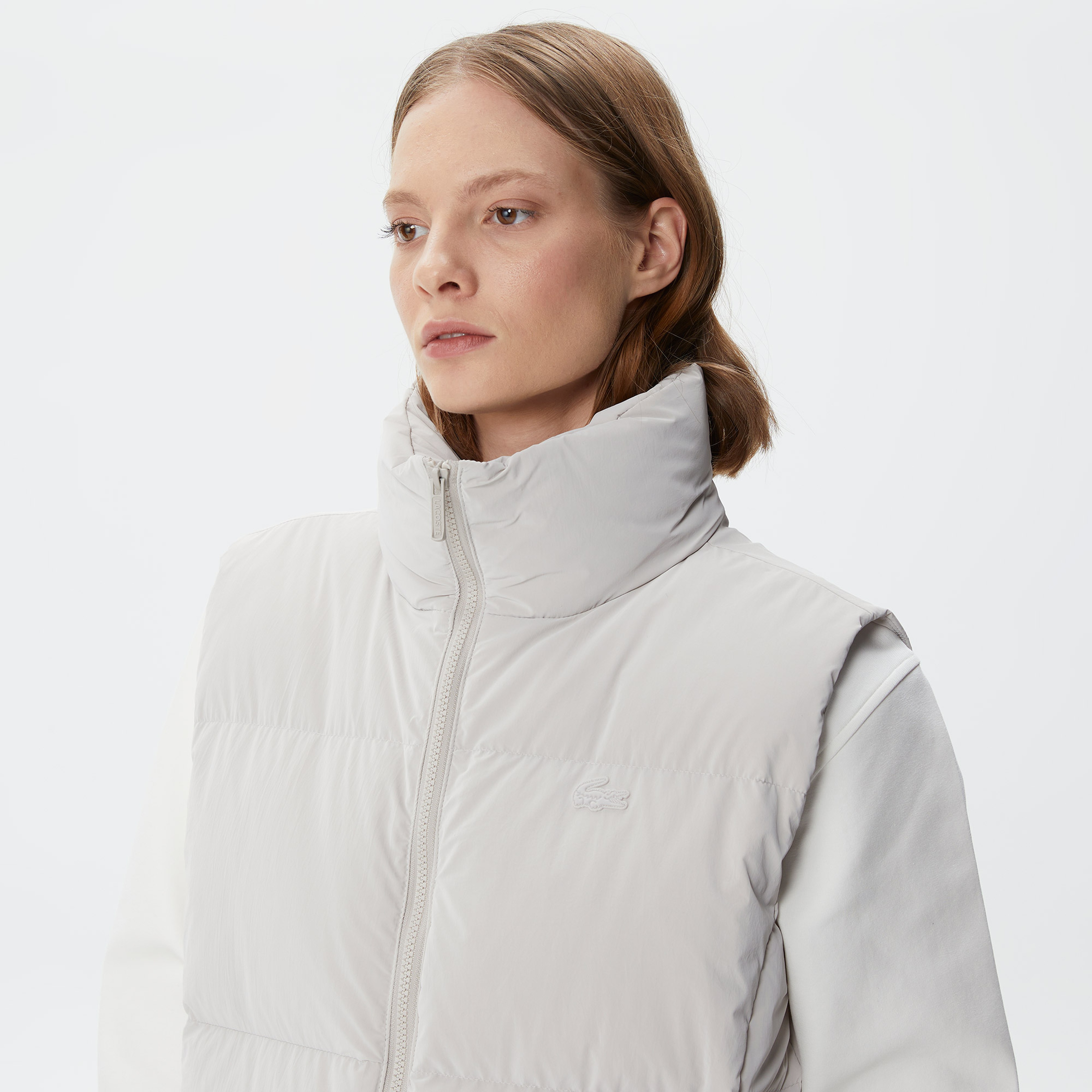 Kadın Dik Yaka Kapitone Gri Yelek