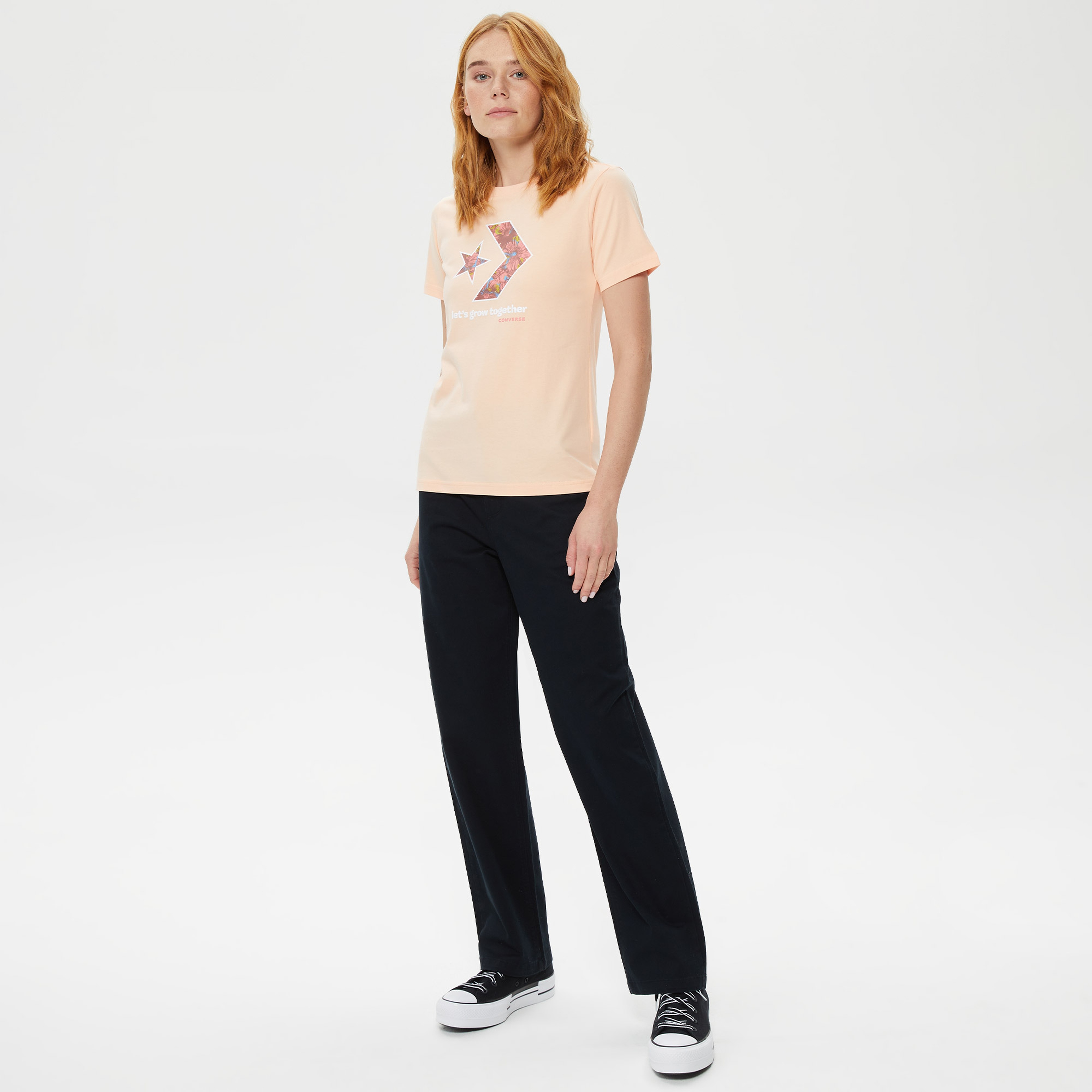 Converse Let'S Grow Together Star Chevron Kadın Pembe T-Shirt