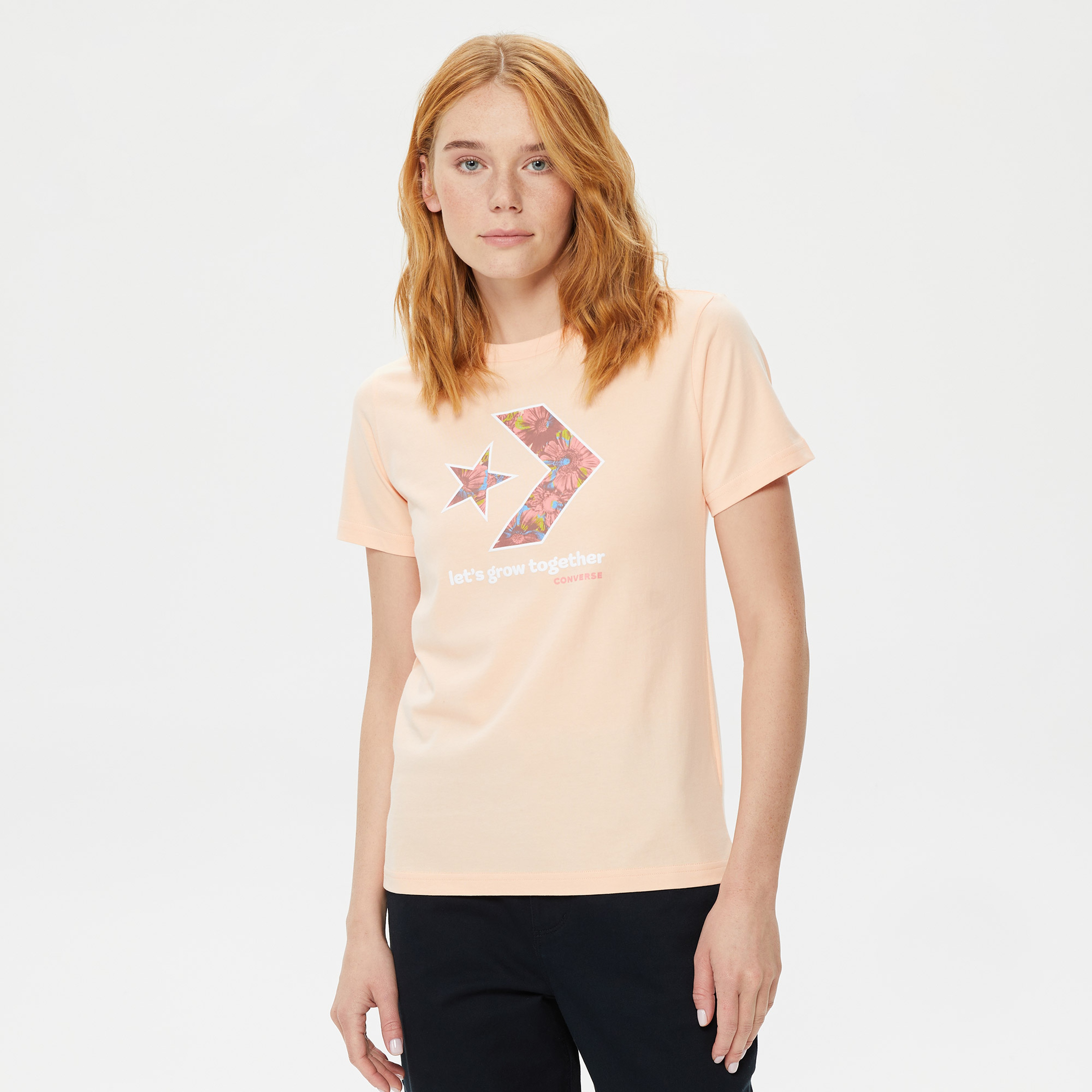 Converse Let'S Grow Together Star Chevron Kadın Pembe T-Shirt