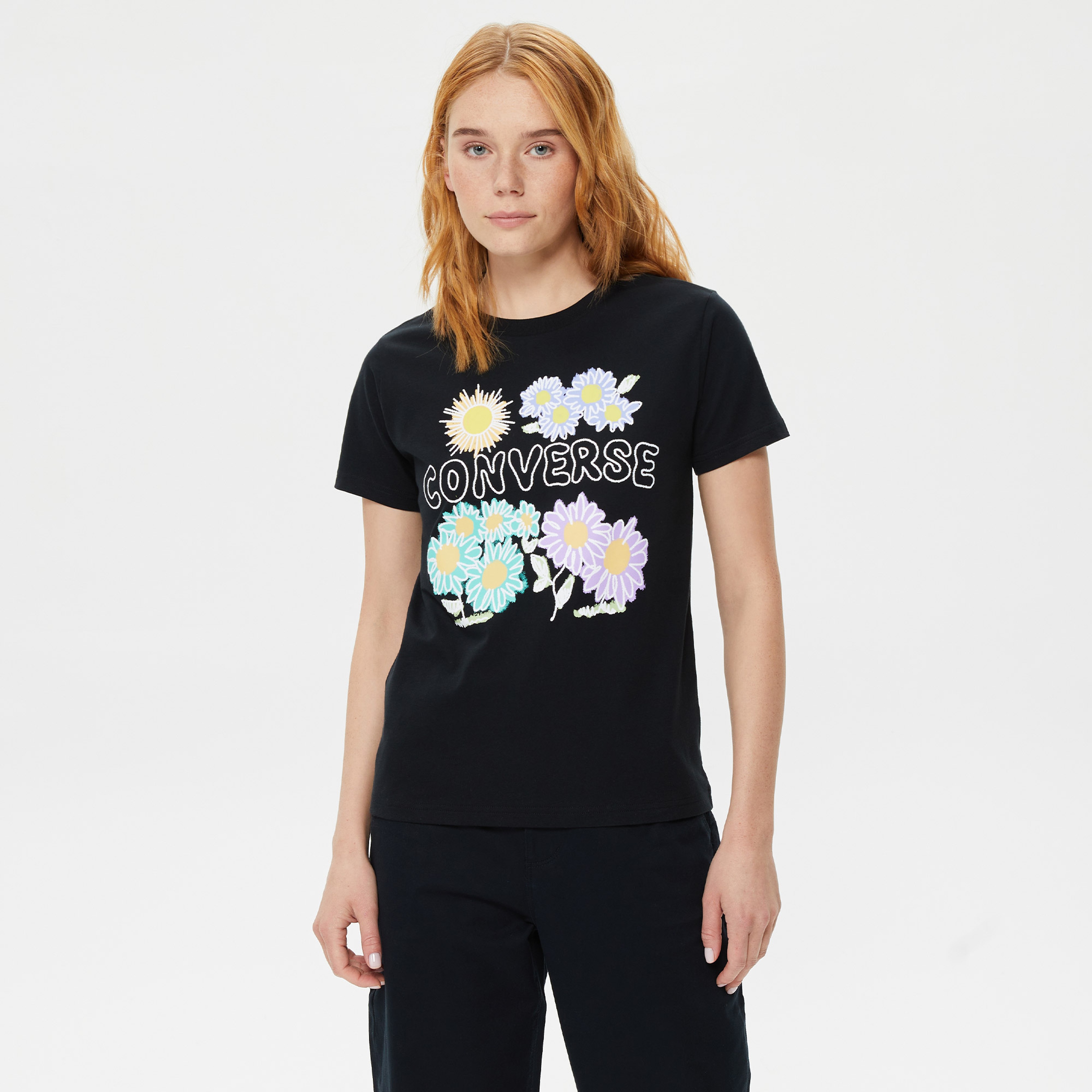 Converse Grow Together Floral Kadın Siyah T-Shirt