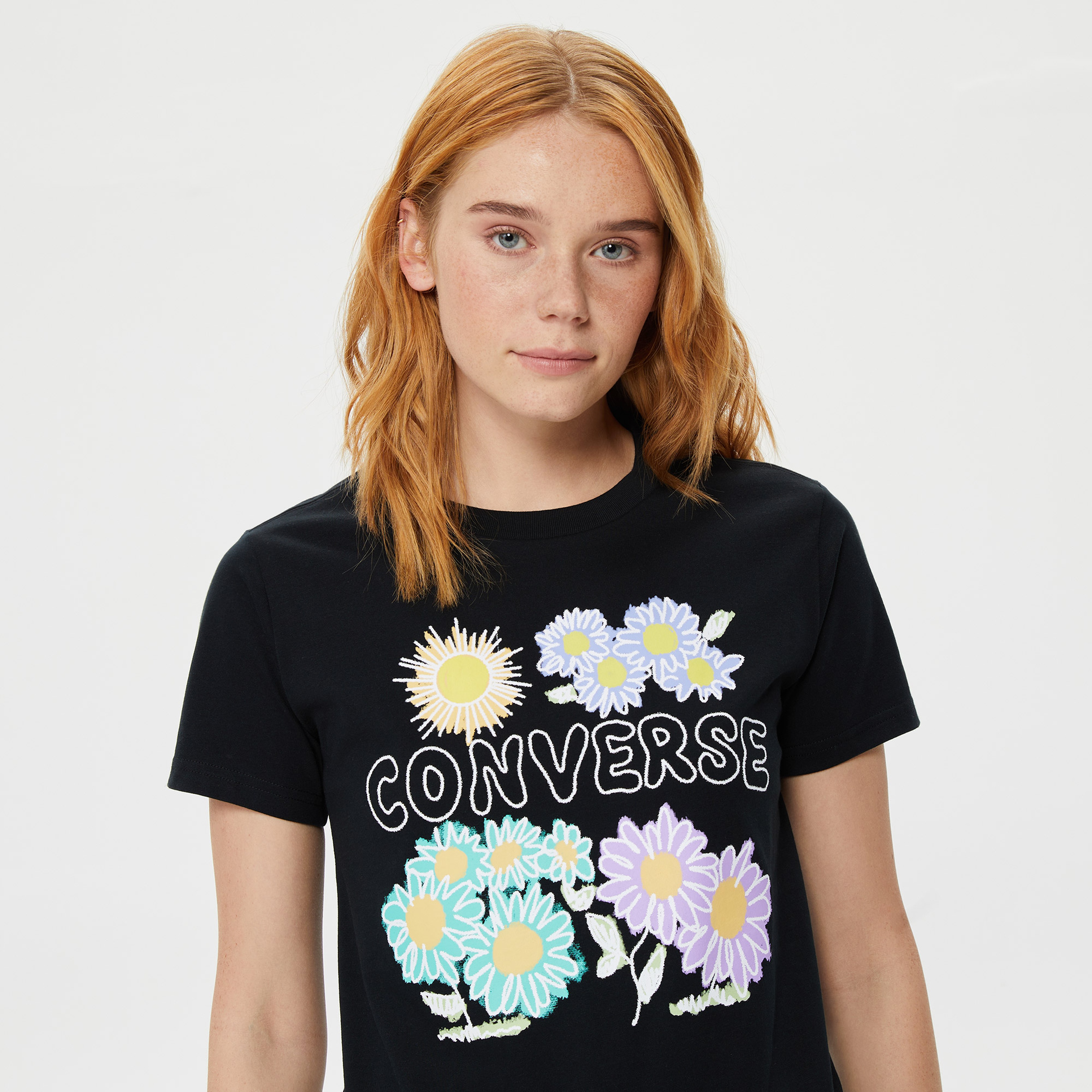 Converse Grow Together Floral Kadın Siyah T-Shirt