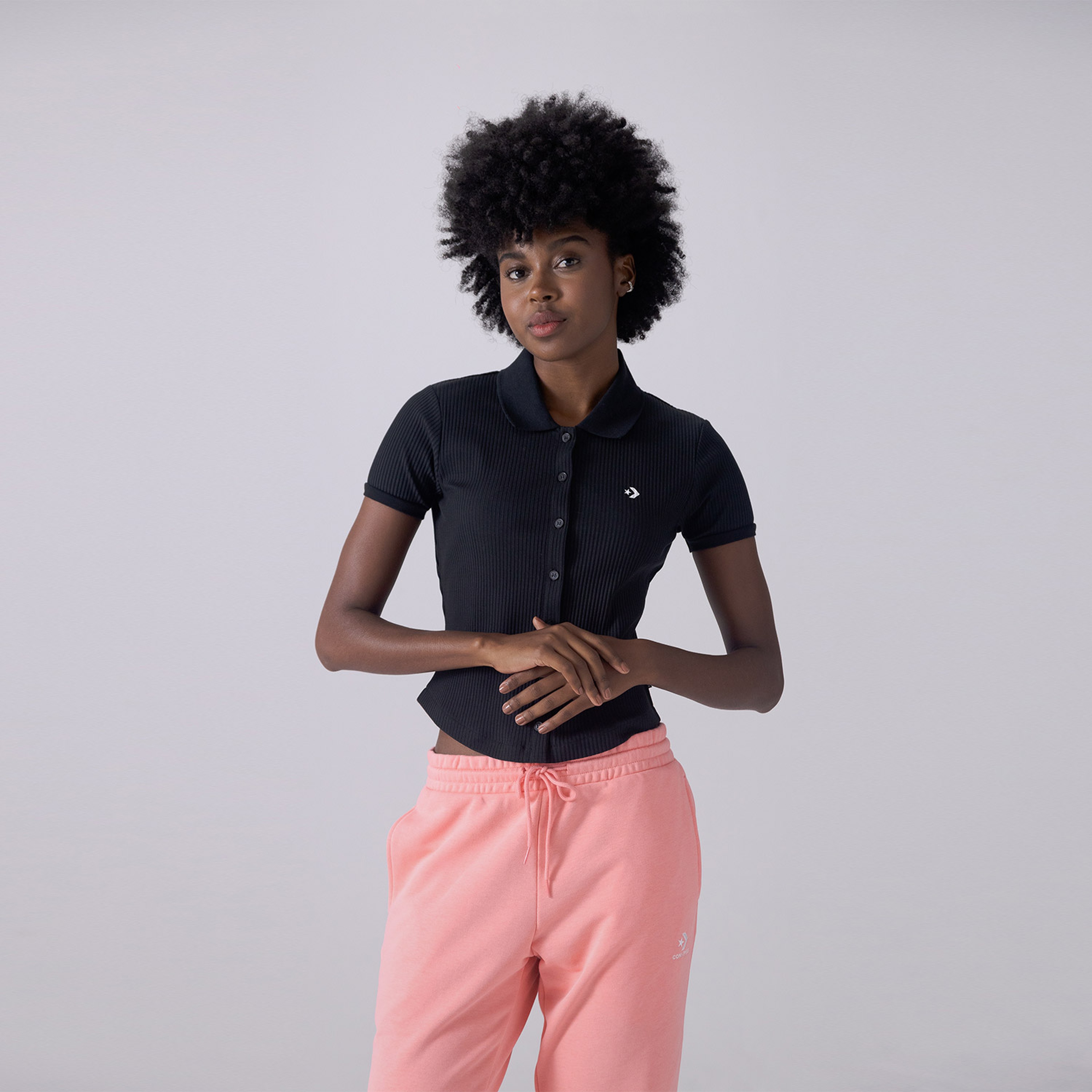 Converse Slim Fit Kadın Siyah Polo