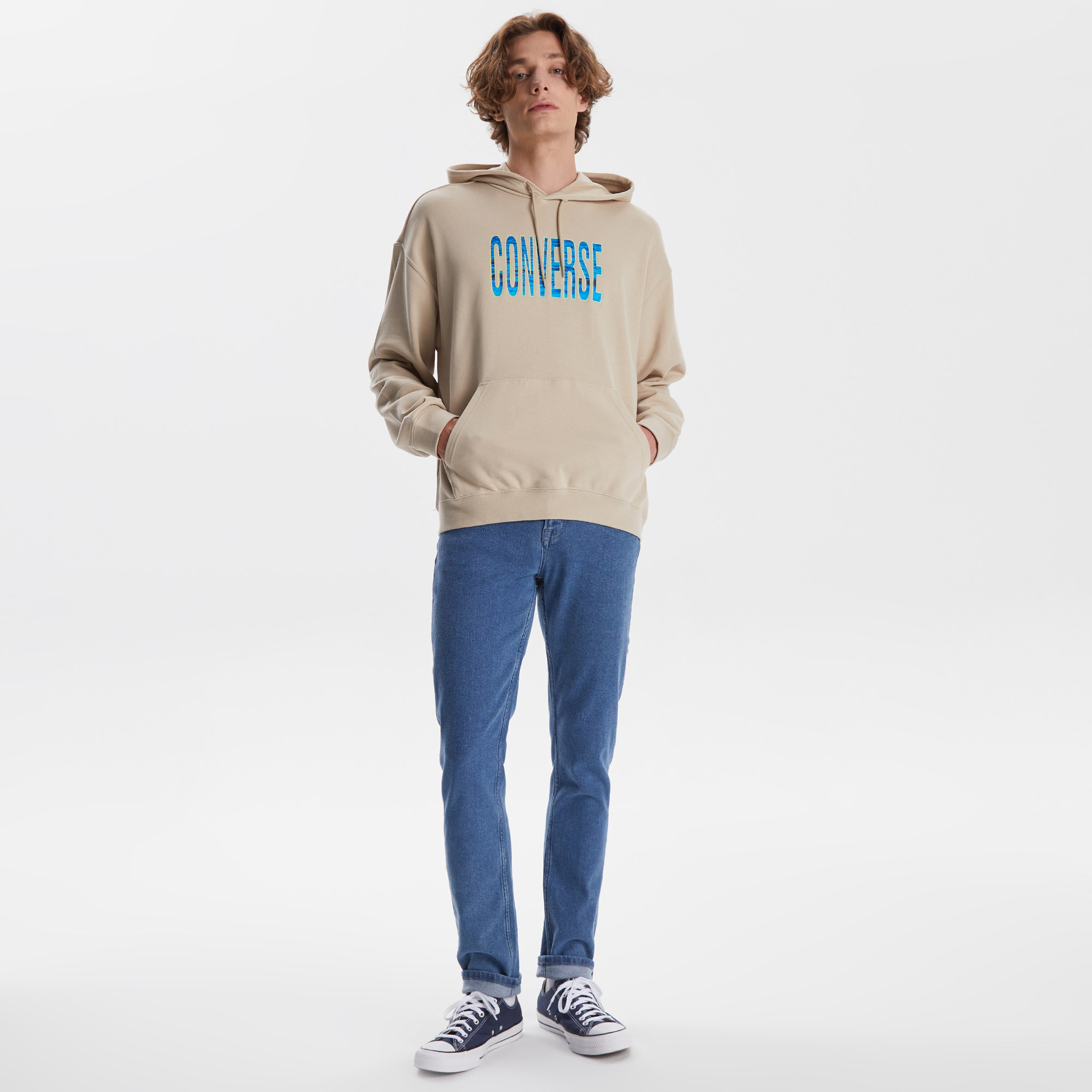 Converse Ocean Fill French Terry Pullover Erkek Bej Hoodie