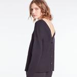 KADIN STRAIGHT FIT BİSİKLET YAKA SİYAH KAZAK