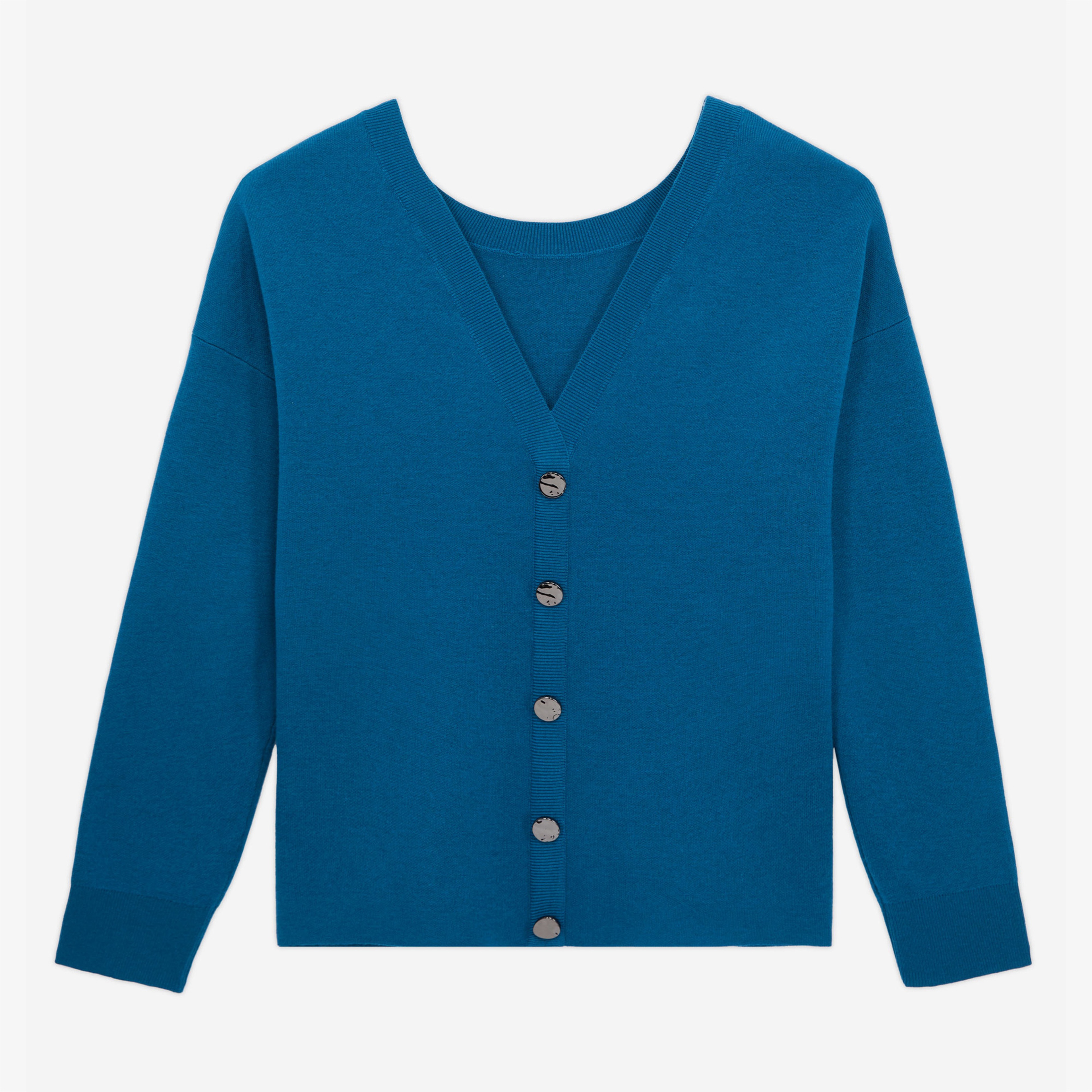 KADIN STRAIGHT FIT DÜĞMELİ MAVİ HIRKA