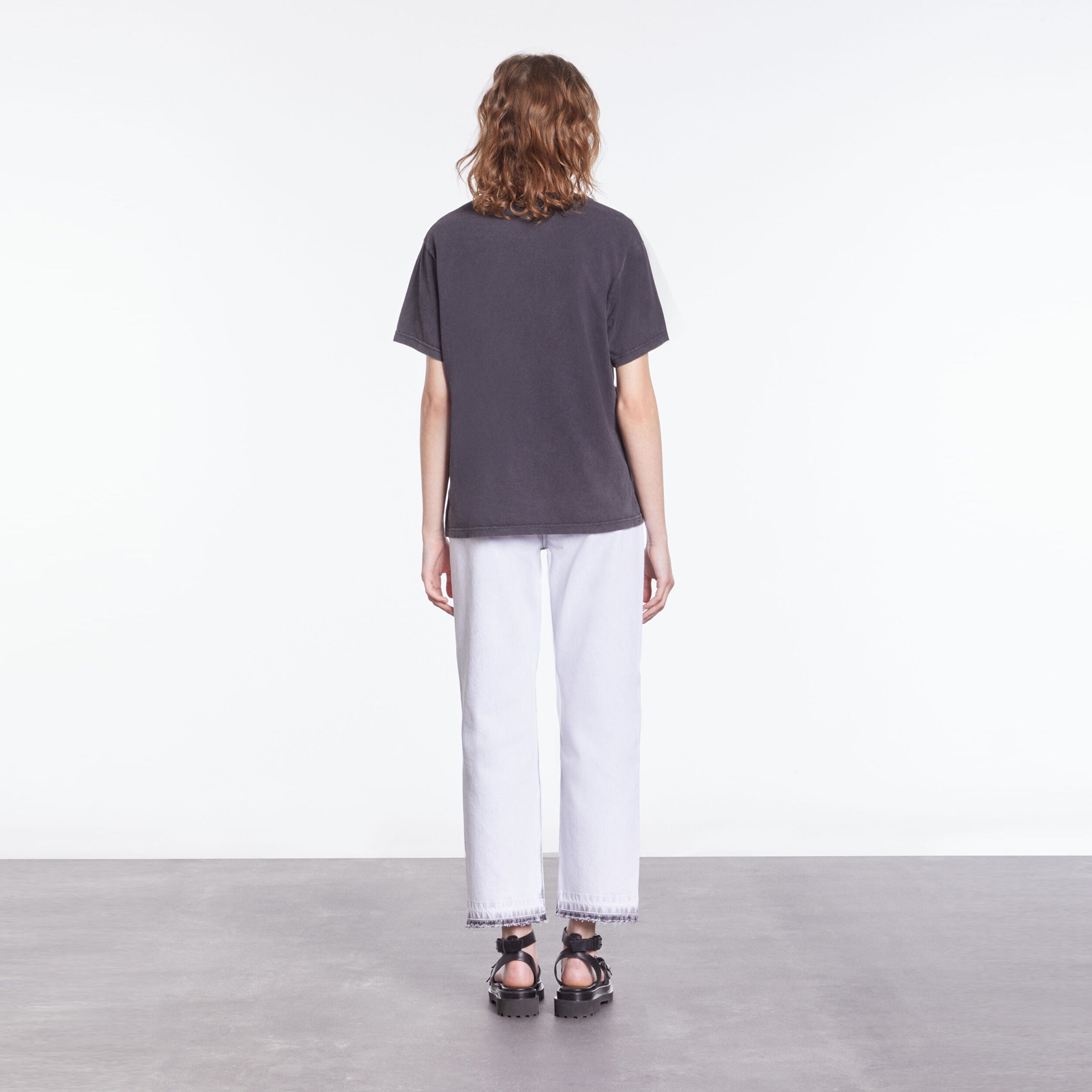 KADIN BİSİKLET YAKA BASKILI SİYAH T-SHIRT