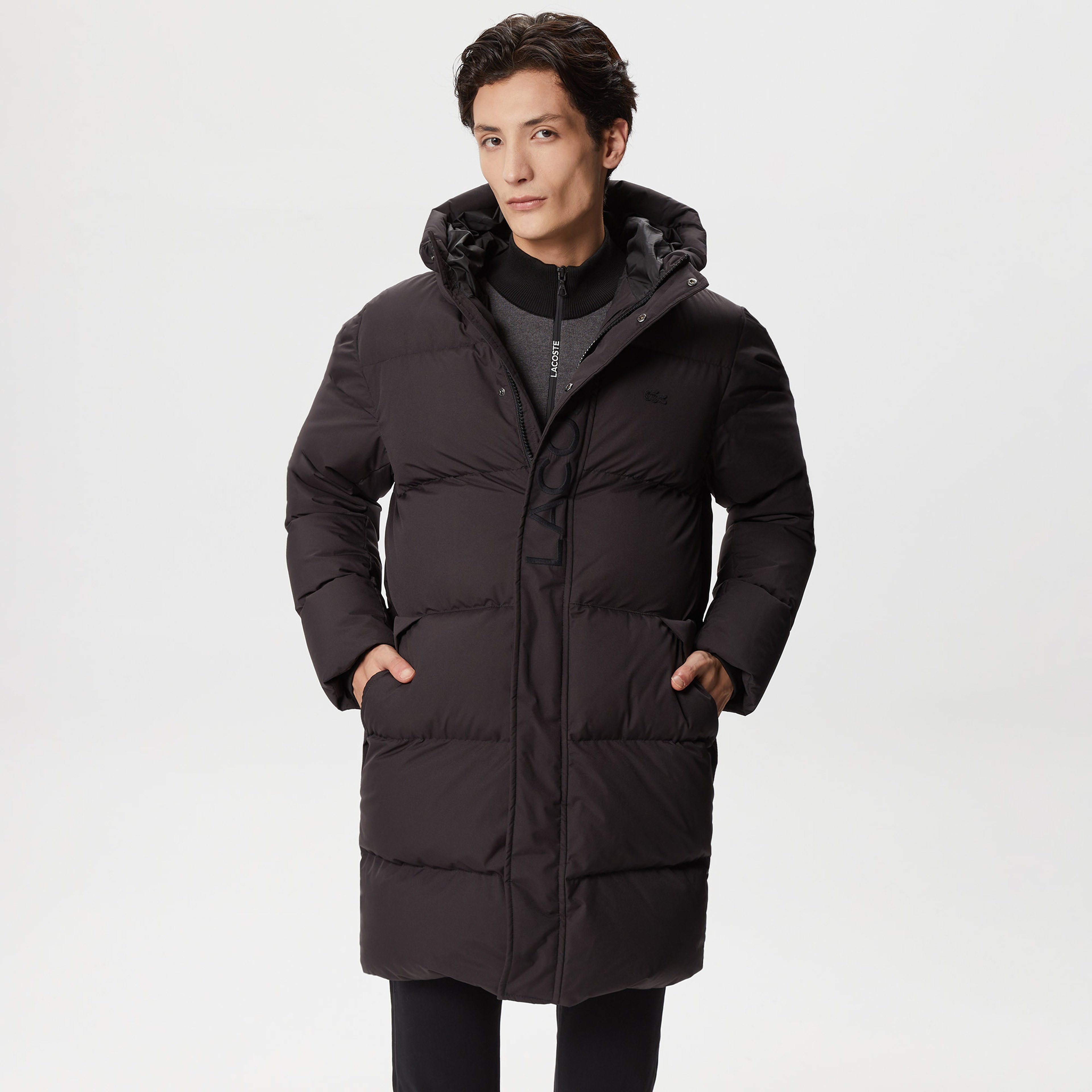 Erkek Kapüşonlu Kapitone Siyah Mont