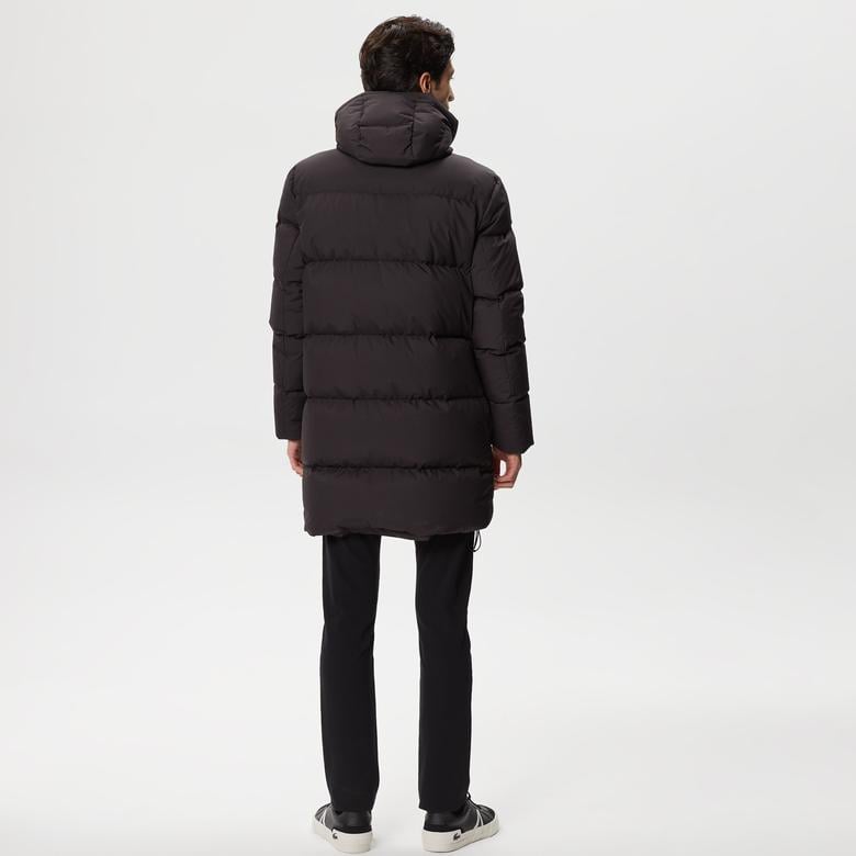 Erkek Kapüşonlu Kapitone Siyah Mont