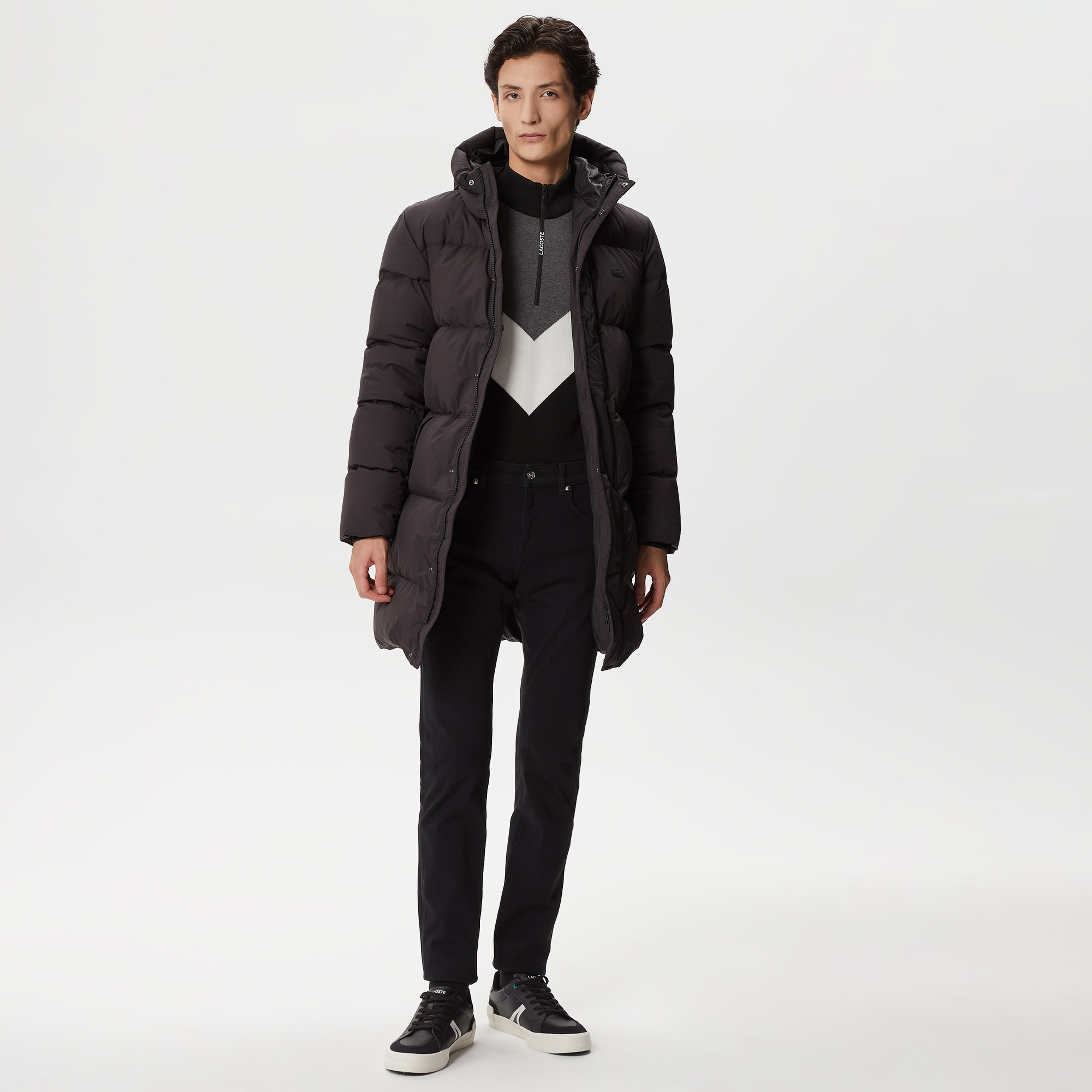 Erkek Kapüşonlu Kapitone Siyah Mont