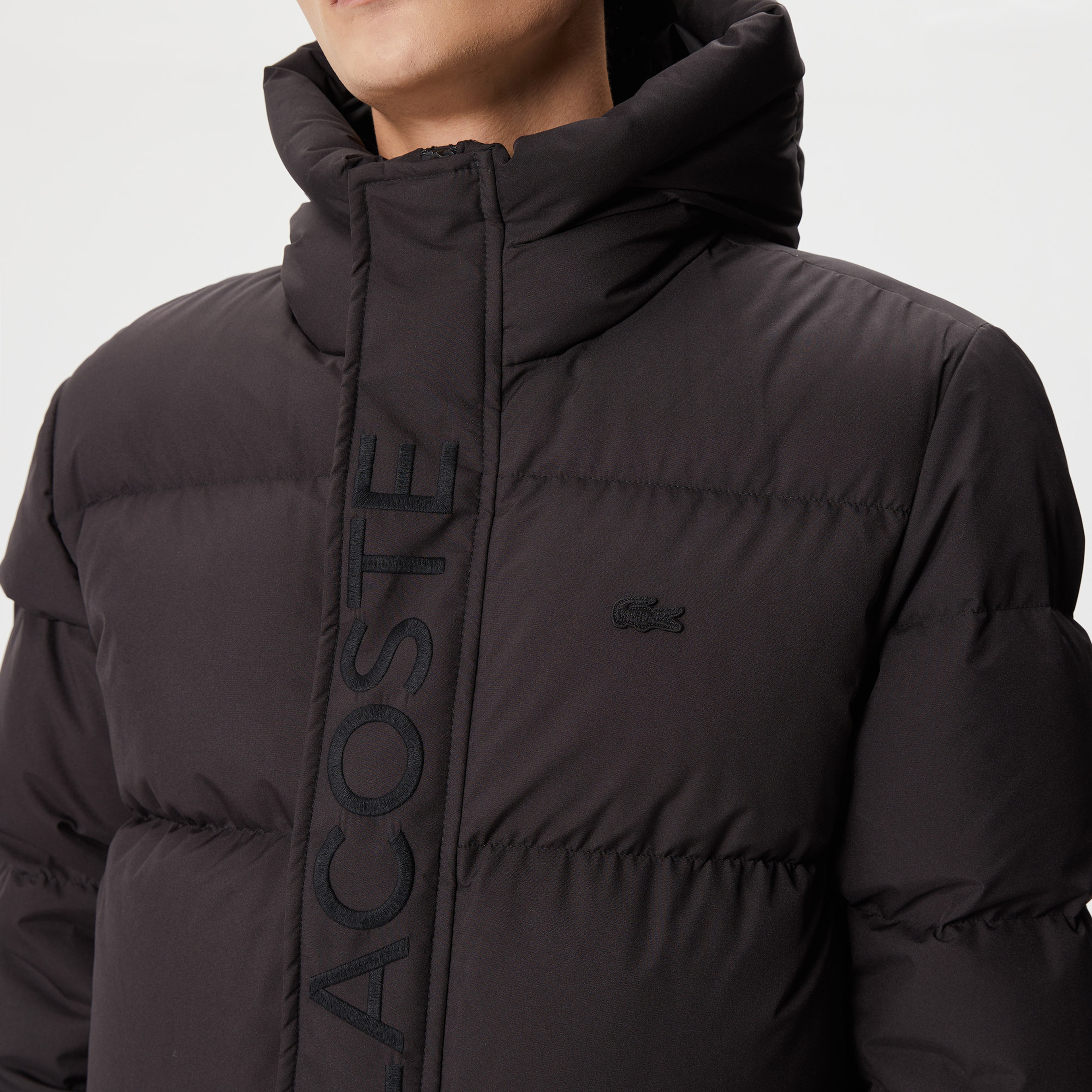 Erkek Kapüşonlu Kapitone Siyah Mont