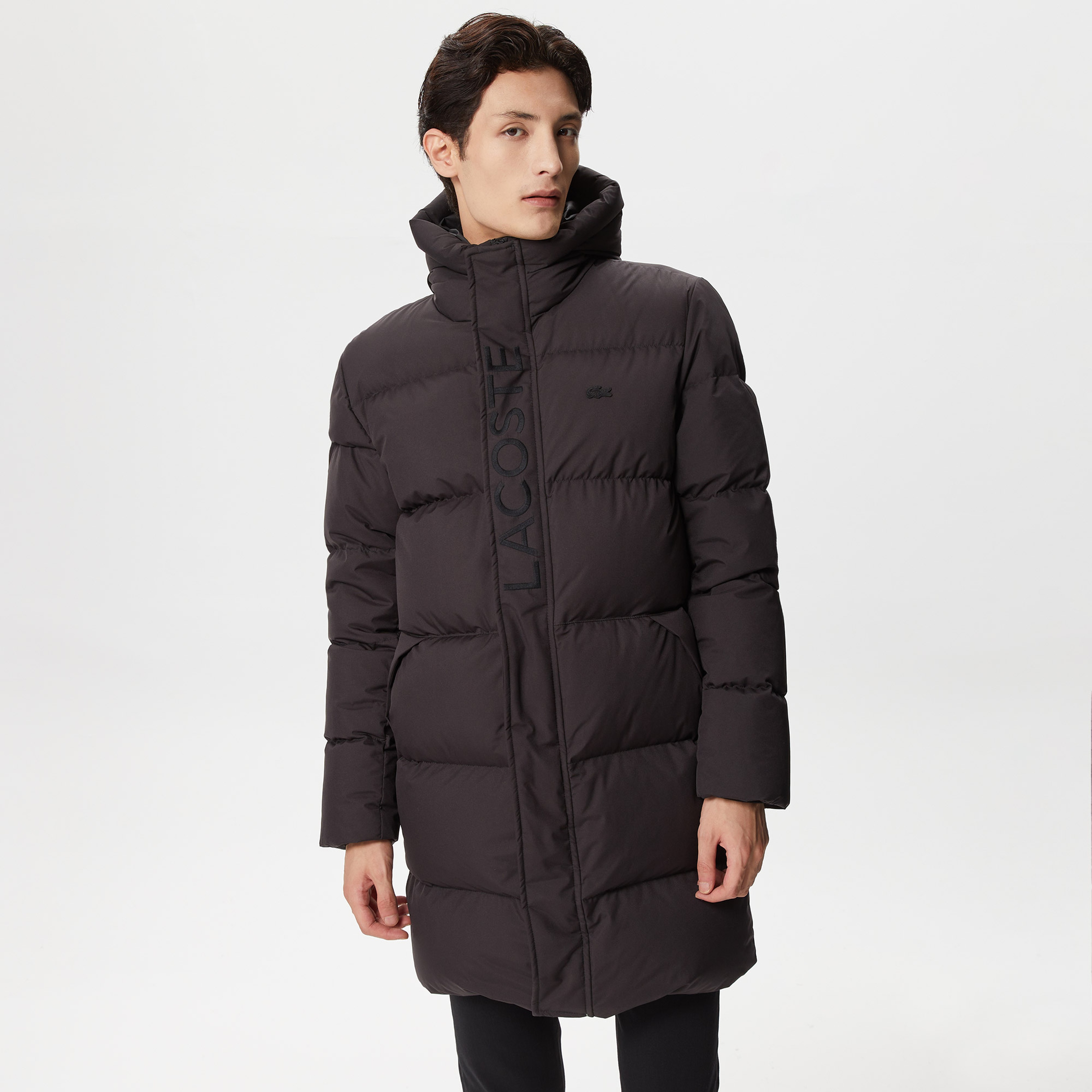 Erkek Kapüşonlu Kapitone Siyah Mont