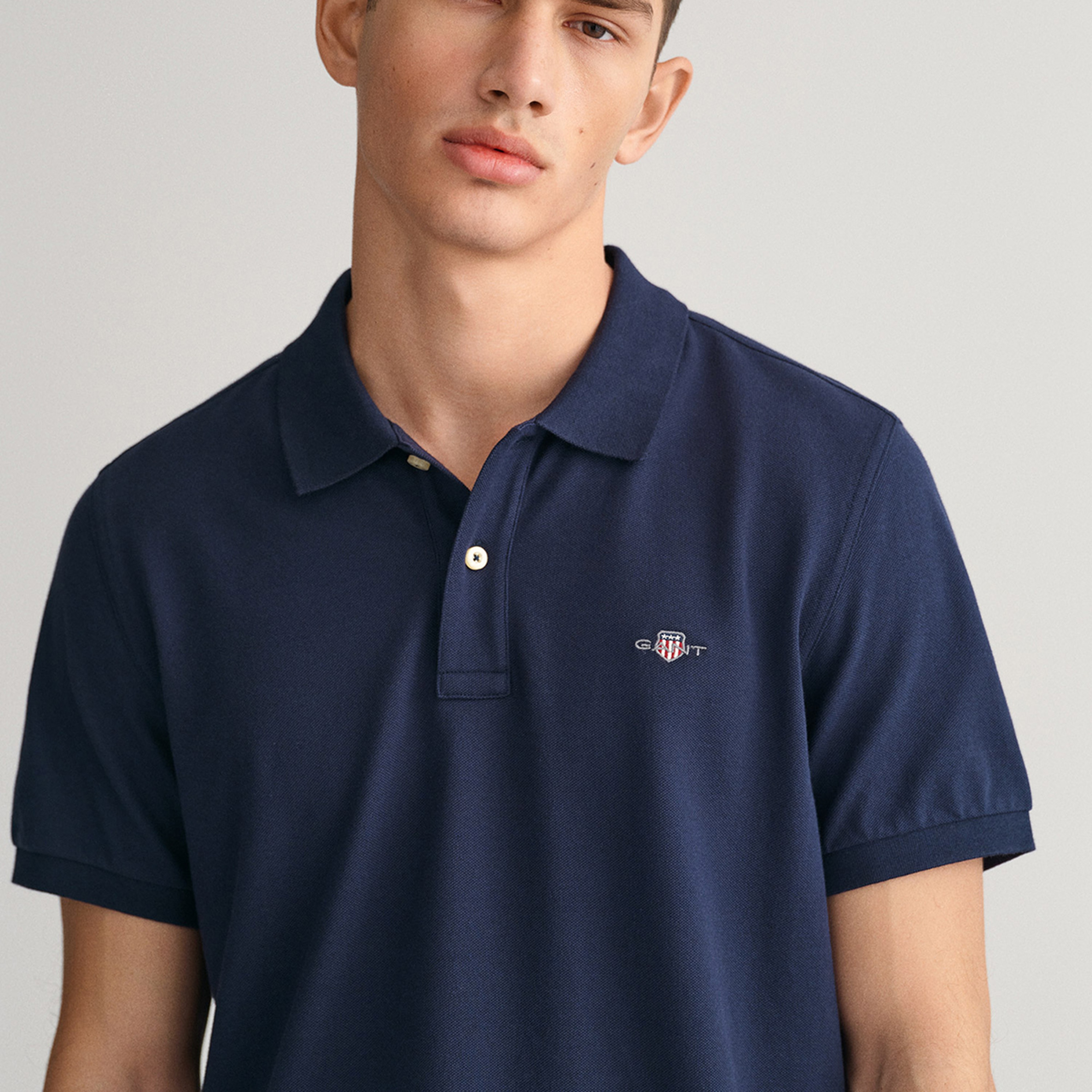 GANT Erkek Mavi Regular Fit Düğmeli Yaka Polo T-Shirt