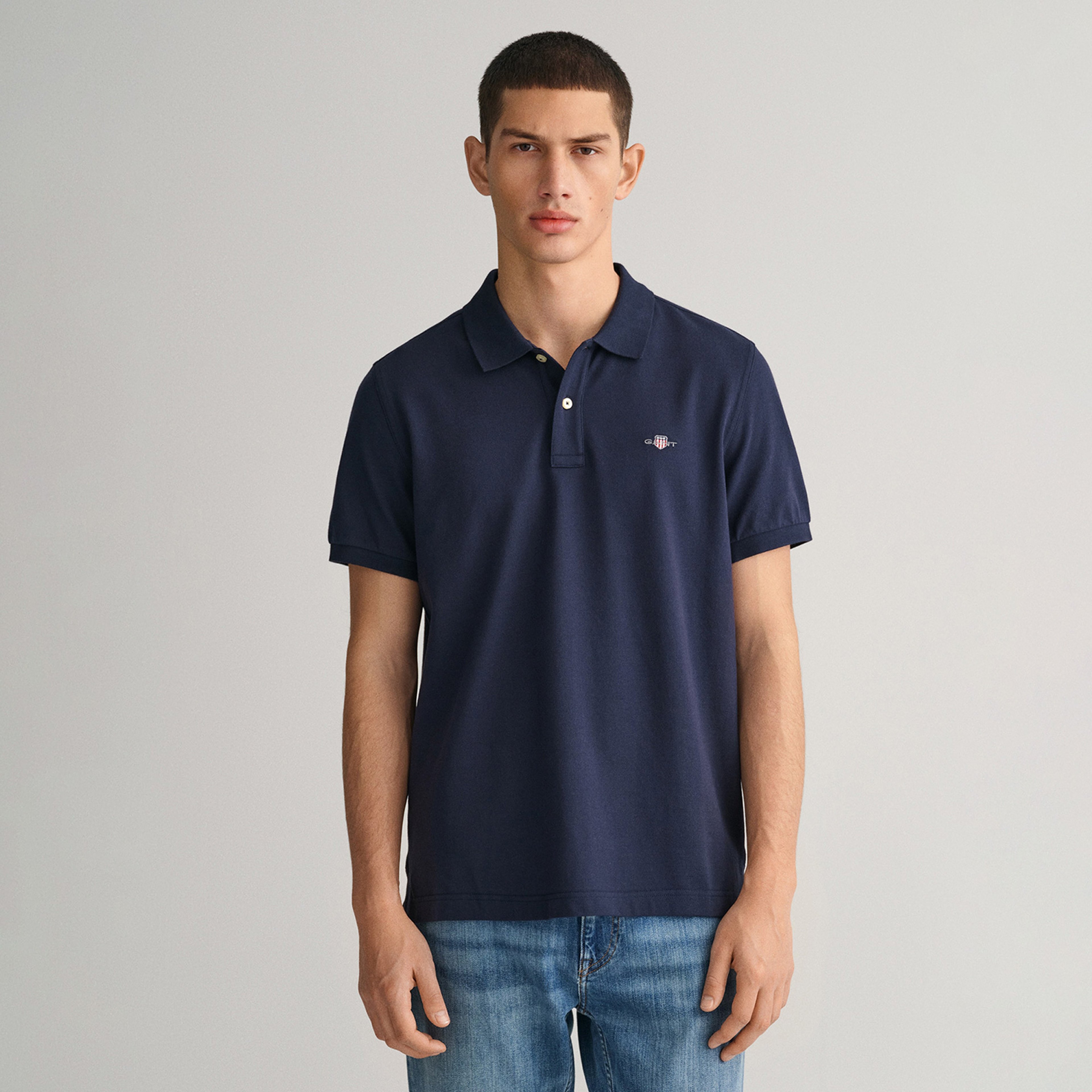 GANT Erkek Mavi Regular Fit Düğmeli Yaka Polo T-Shirt