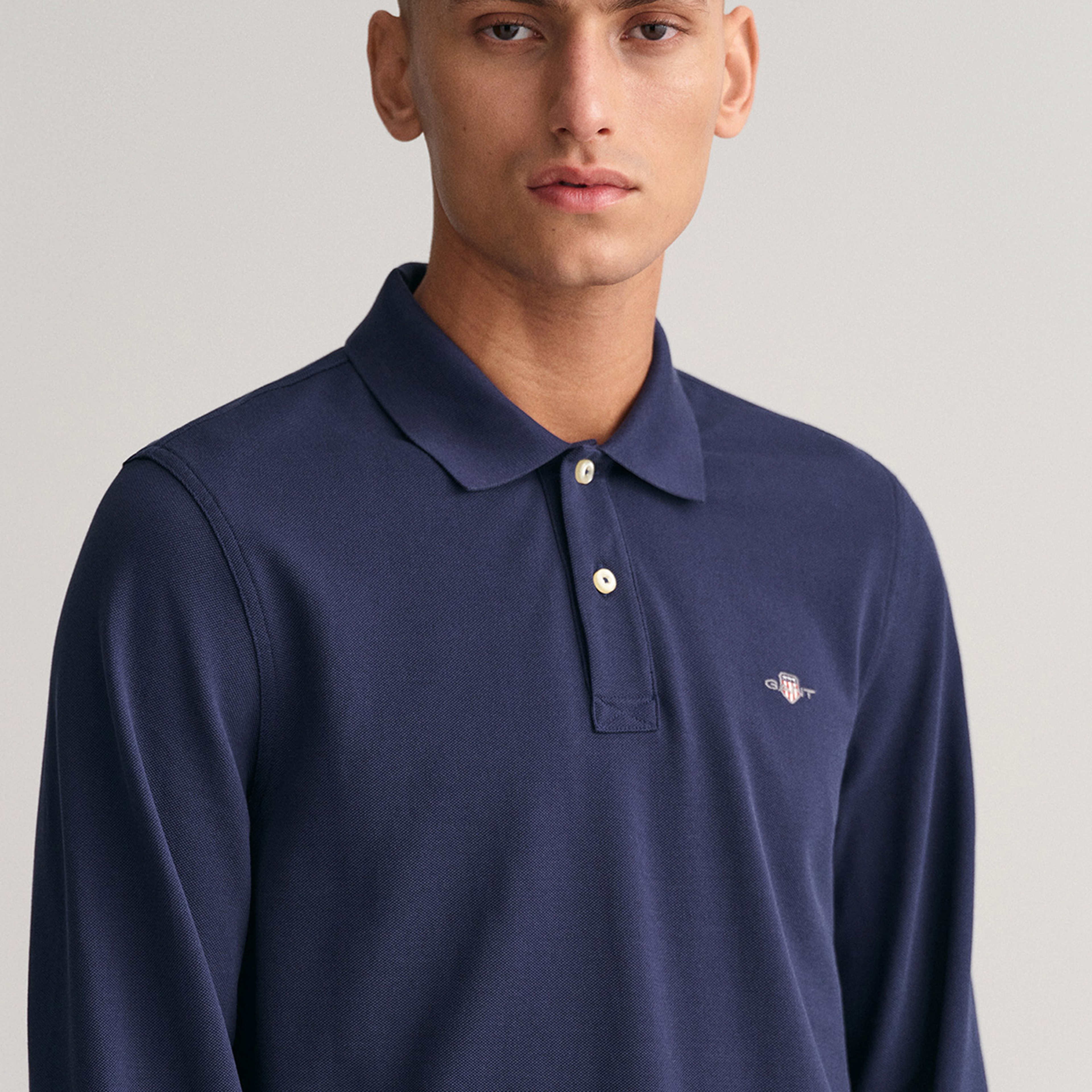 Gant Erkek Lacivert Regular Fit Uzun Kollu Polo