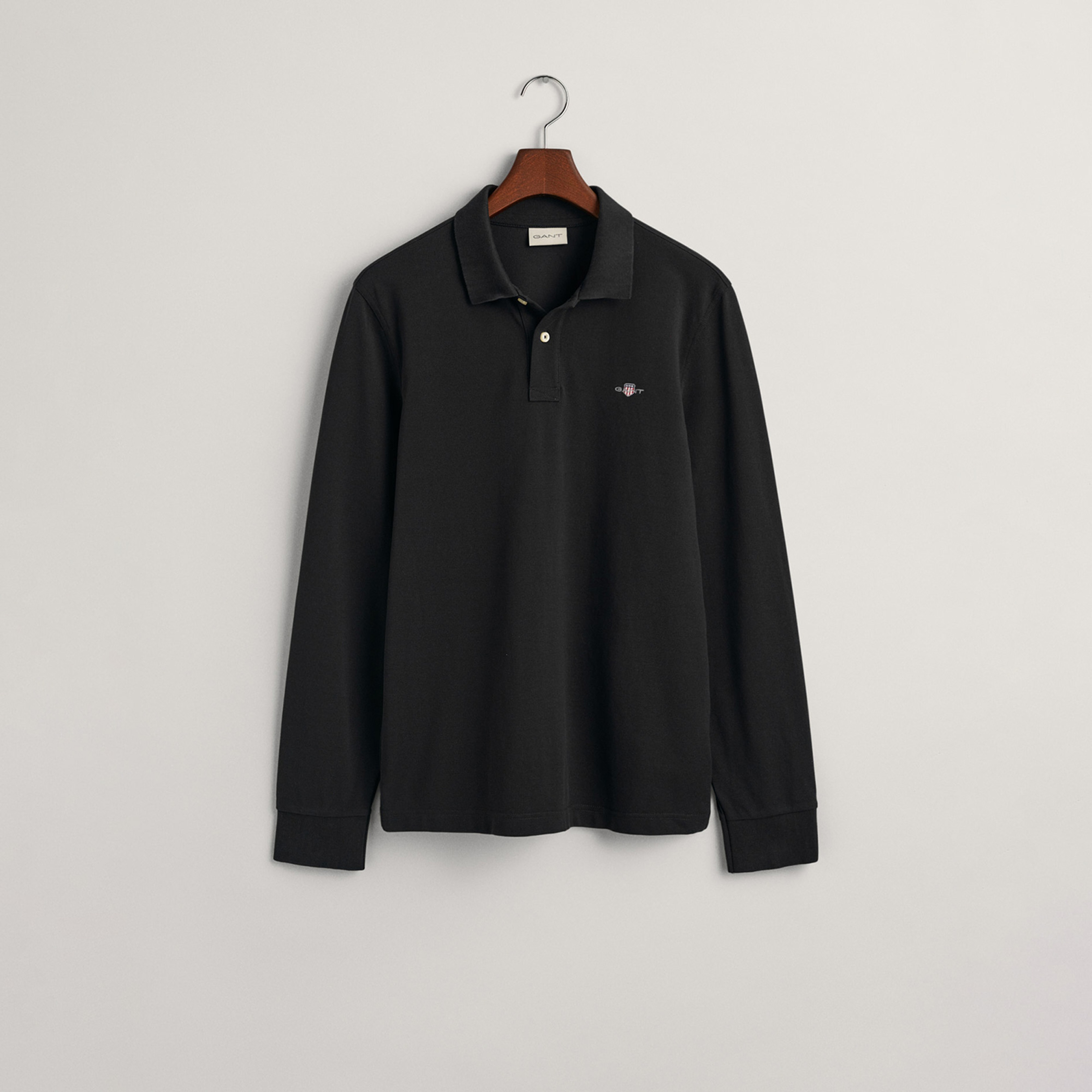 GANT Erkek Siyah Regular Fit Uzun Kollu Polo