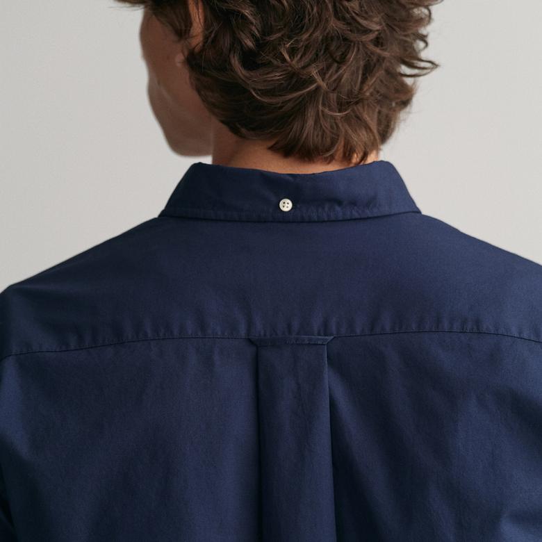 GANT Erkek Lacivert Regular Fit Düğmeli Yaka Poplin Gömlek