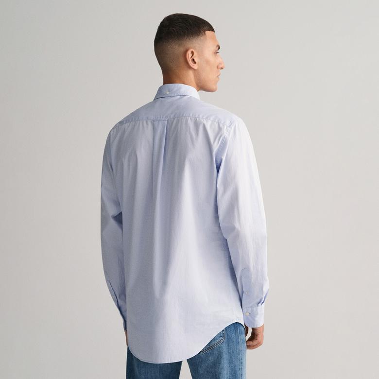 GANT Erkek Mavi Regular Fit Düğmeli Yaka Poplin Gömlek