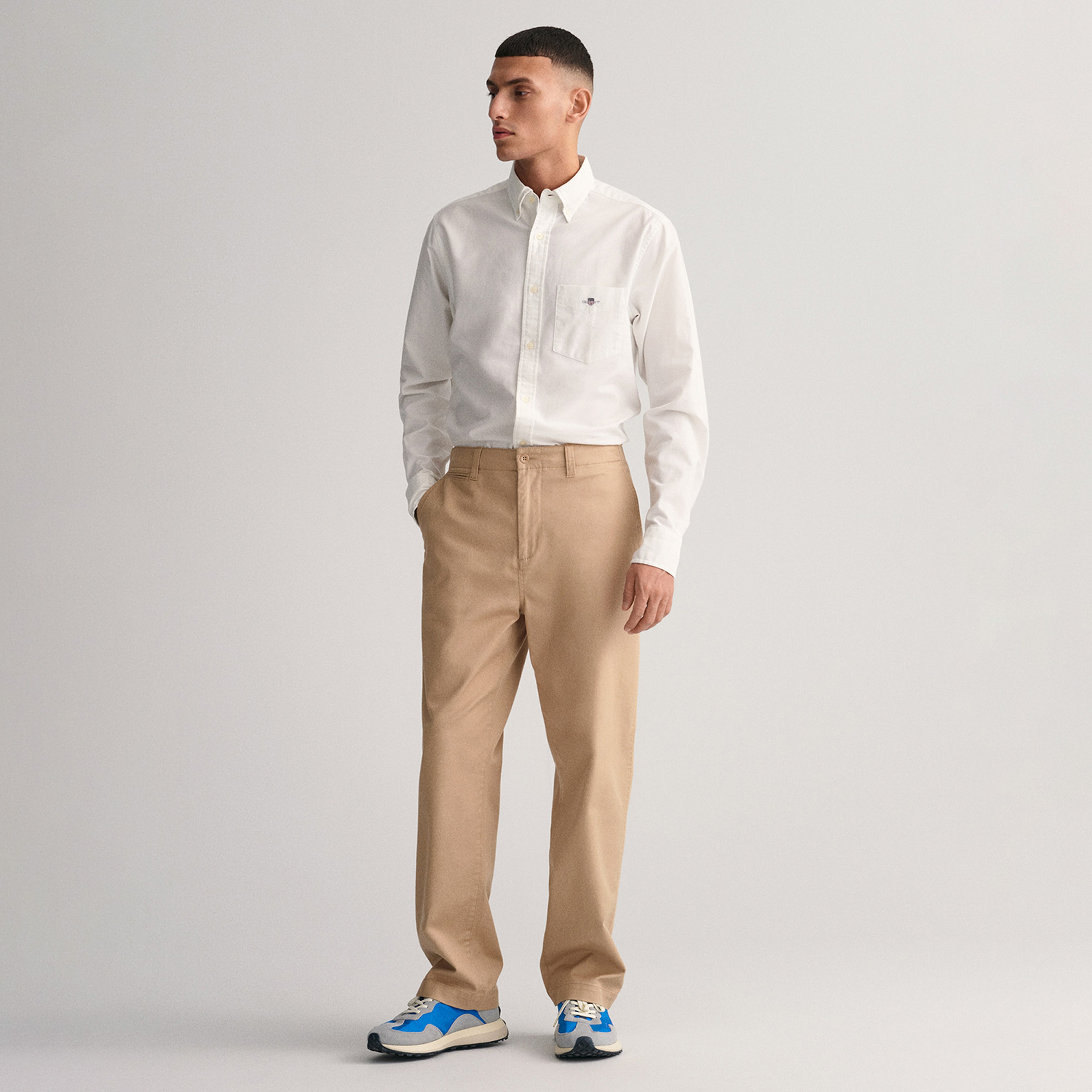 GANT Erkek Beyaz Regular Fit Düğmeli Yaka Oxford Gömlek