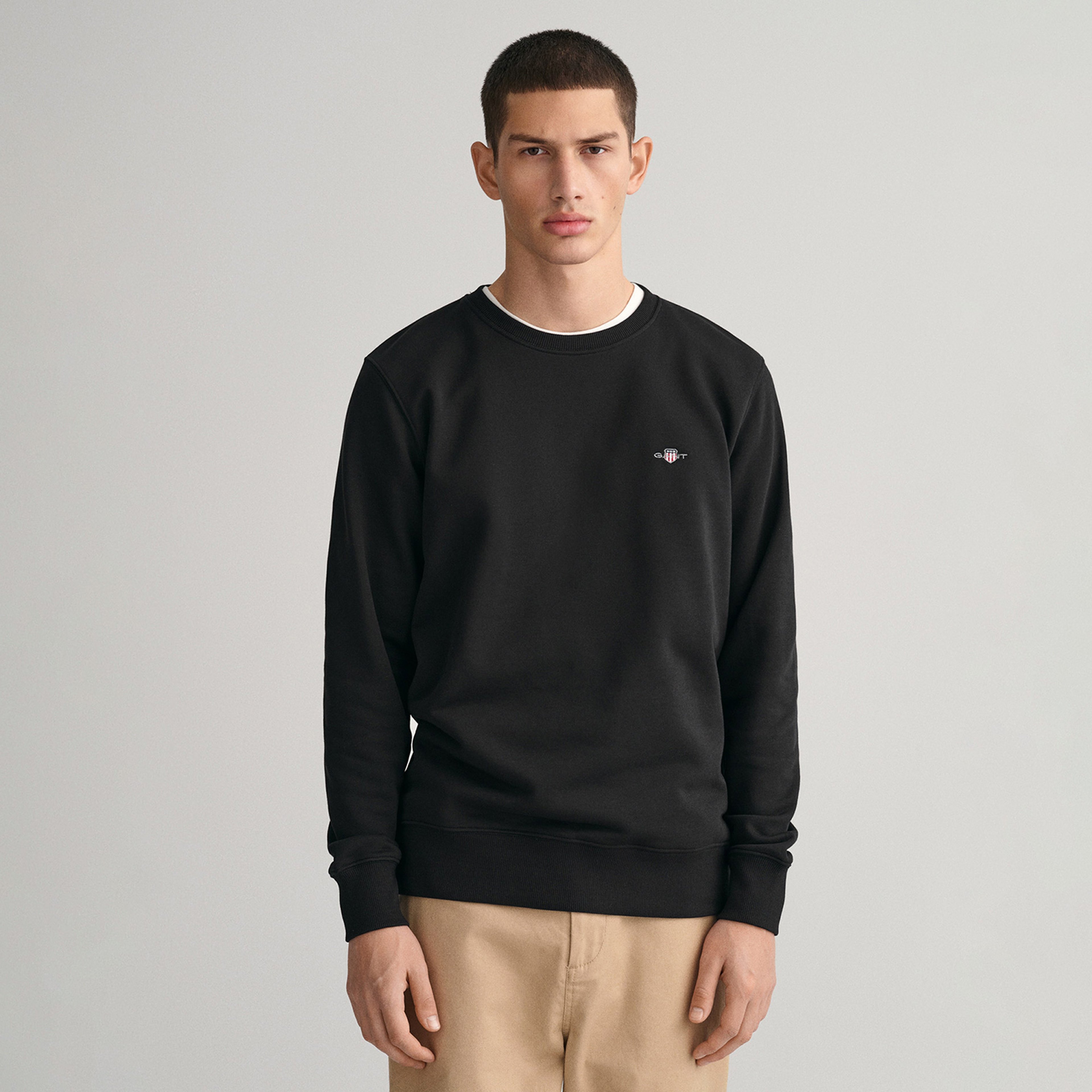GANT Erkek Siyah Regular Fit Bisiklet Yaka Sweatshirt