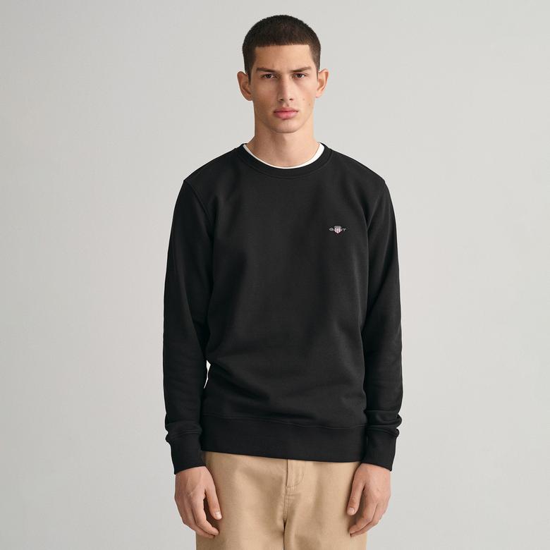 GANT Erkek Siyah Regular Fit Bisiklet Yaka Sweatshirt