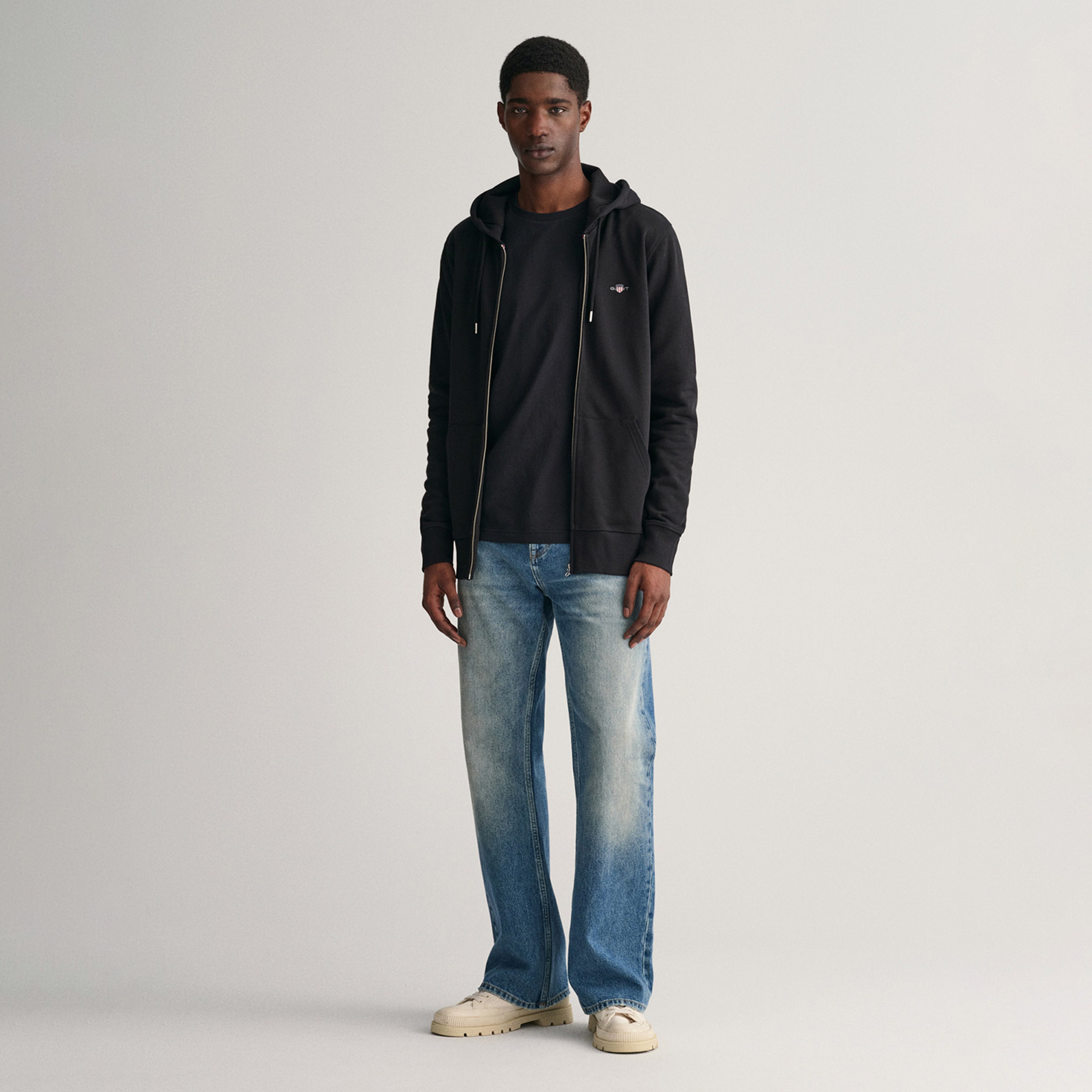 GANT Erkek Siyah Regular Fit Fermuarlı Sweatshirt