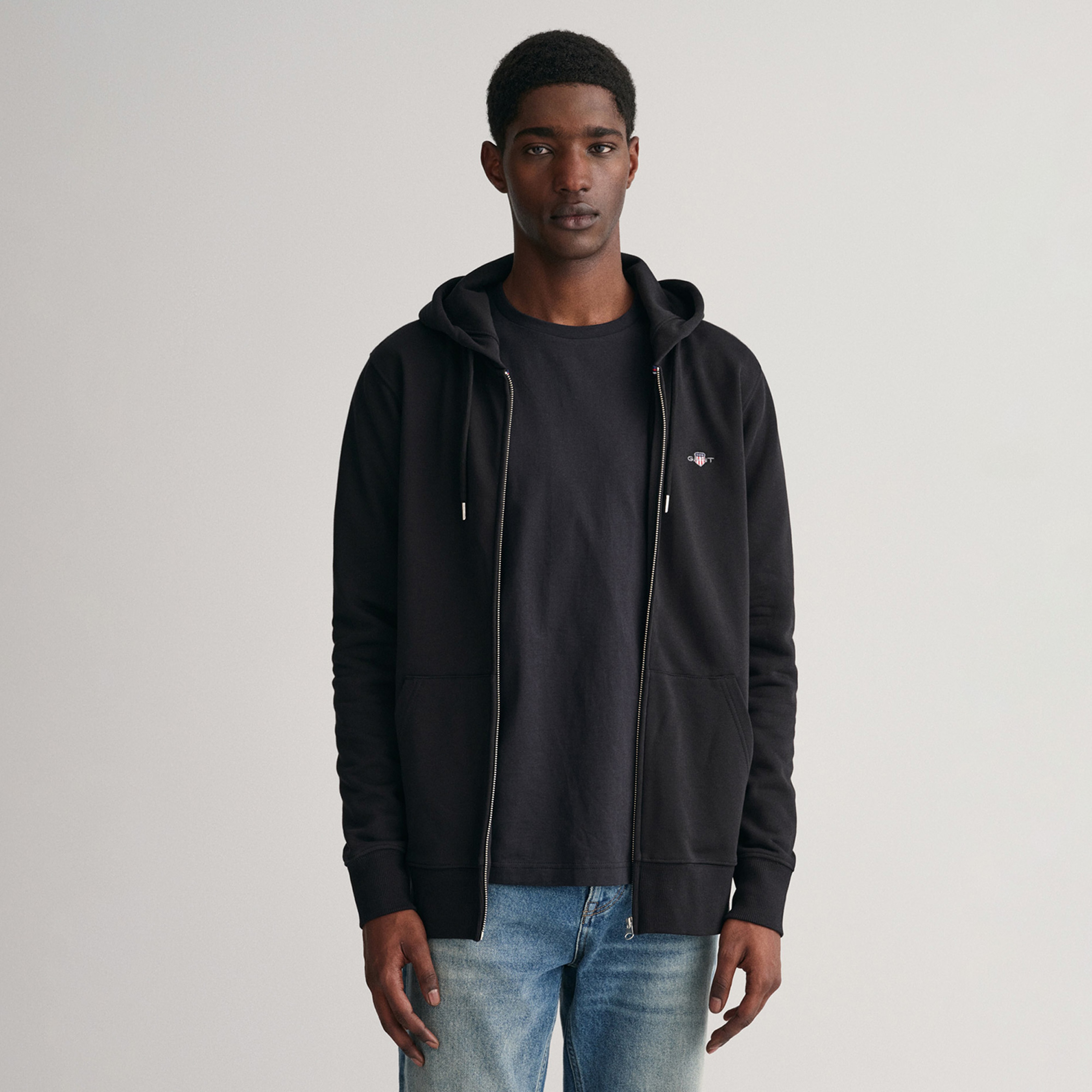 GANT Erkek Siyah Regular Fit Fermuarlı Sweatshirt