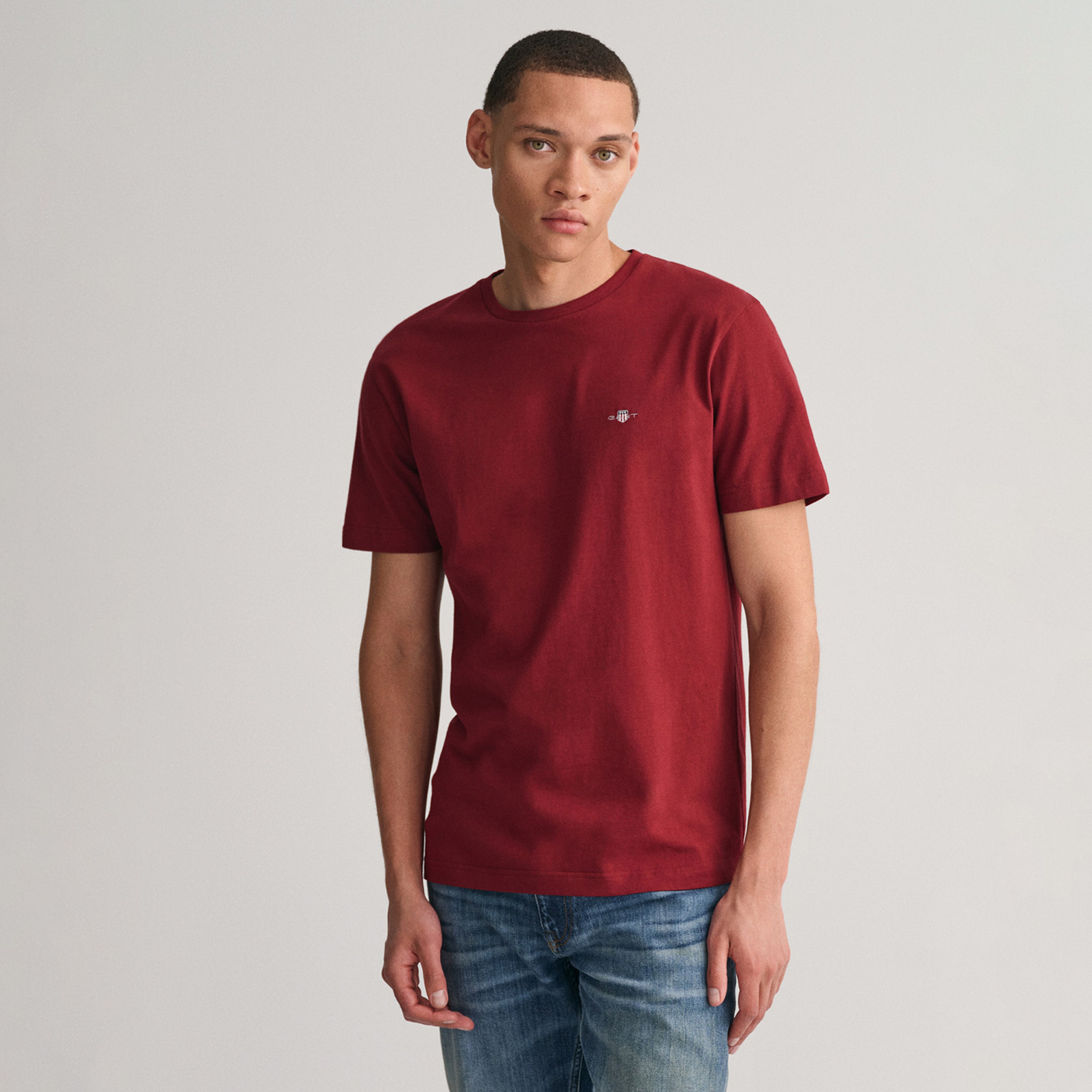 GANT Erkek Bordo Regular Fit Bisiklet Yaka T-Shirt