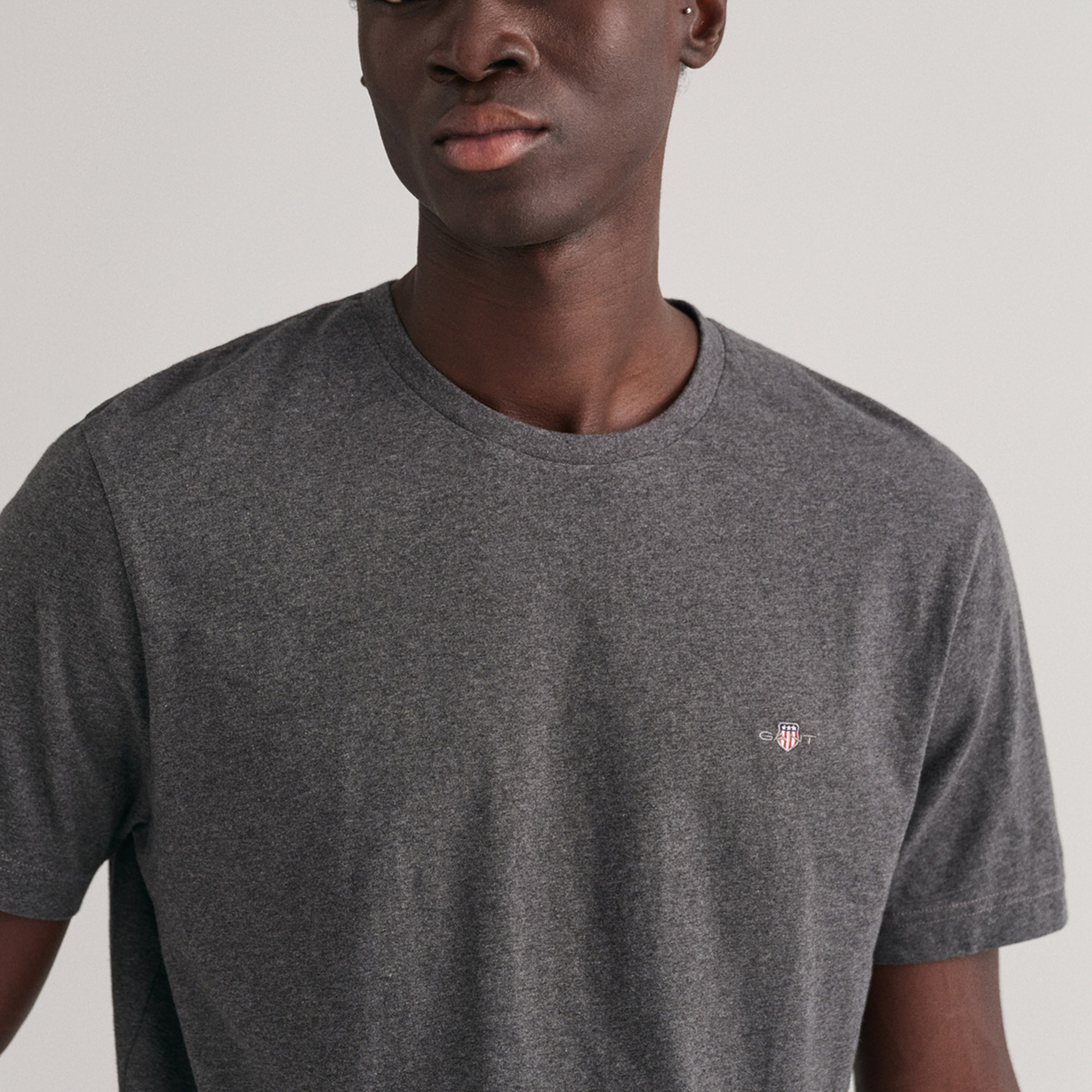 Gant Erkek Gri Regular Fit Bisiklet Yaka T-Shirt