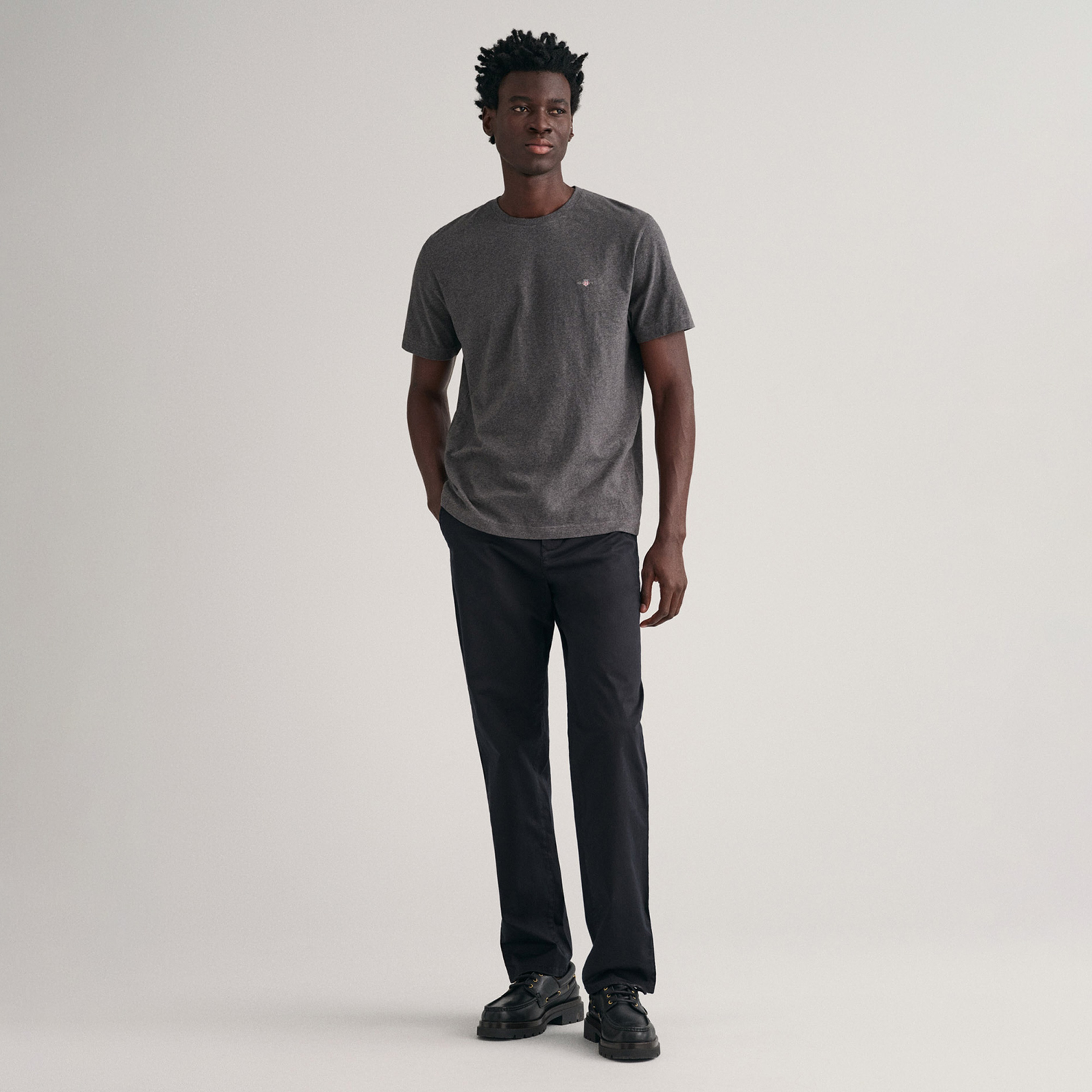 Gant Erkek Gri Regular Fit Bisiklet Yaka T-Shirt