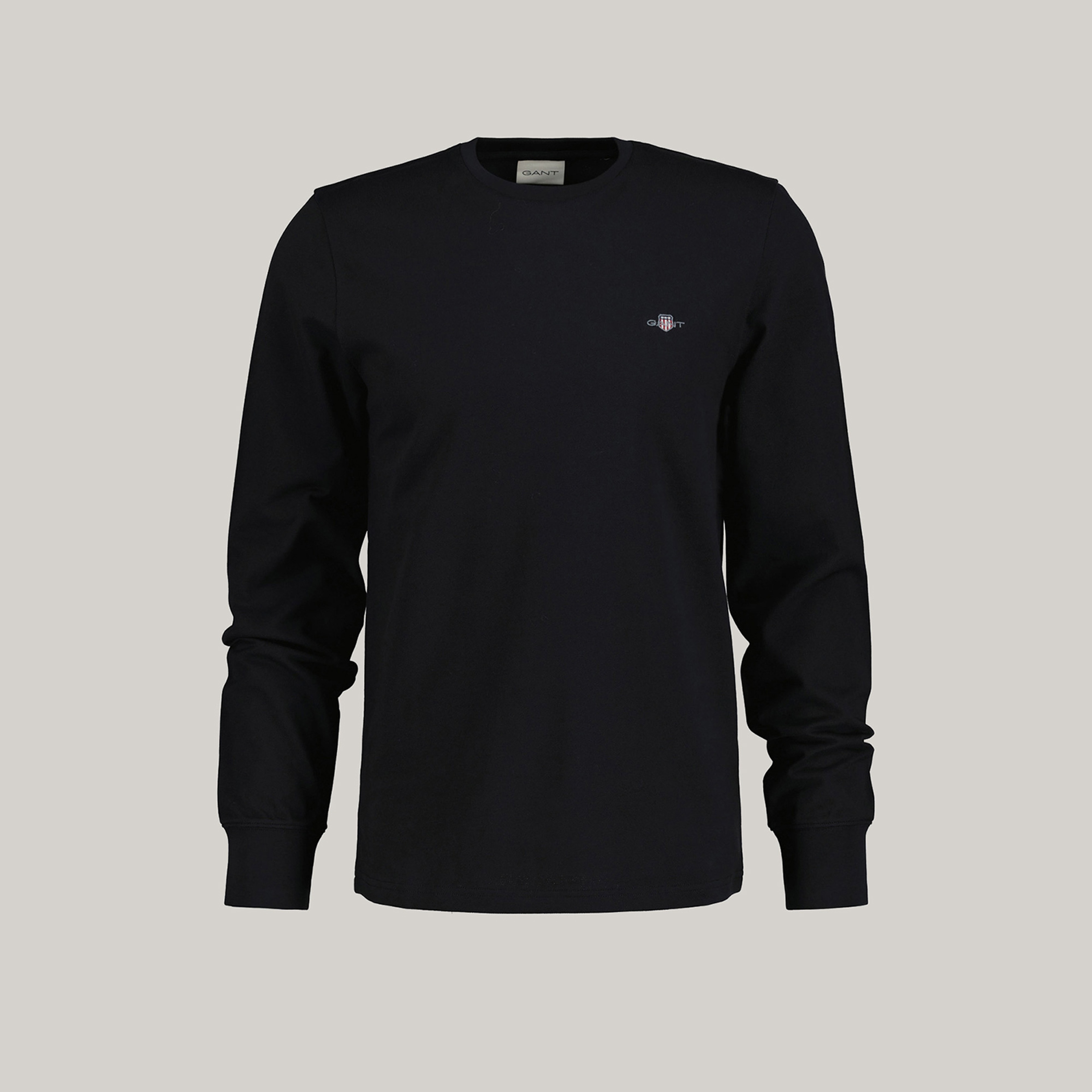 GANT Erkek Siyah Slim Fit Bisiklet Yaka T-Shirt