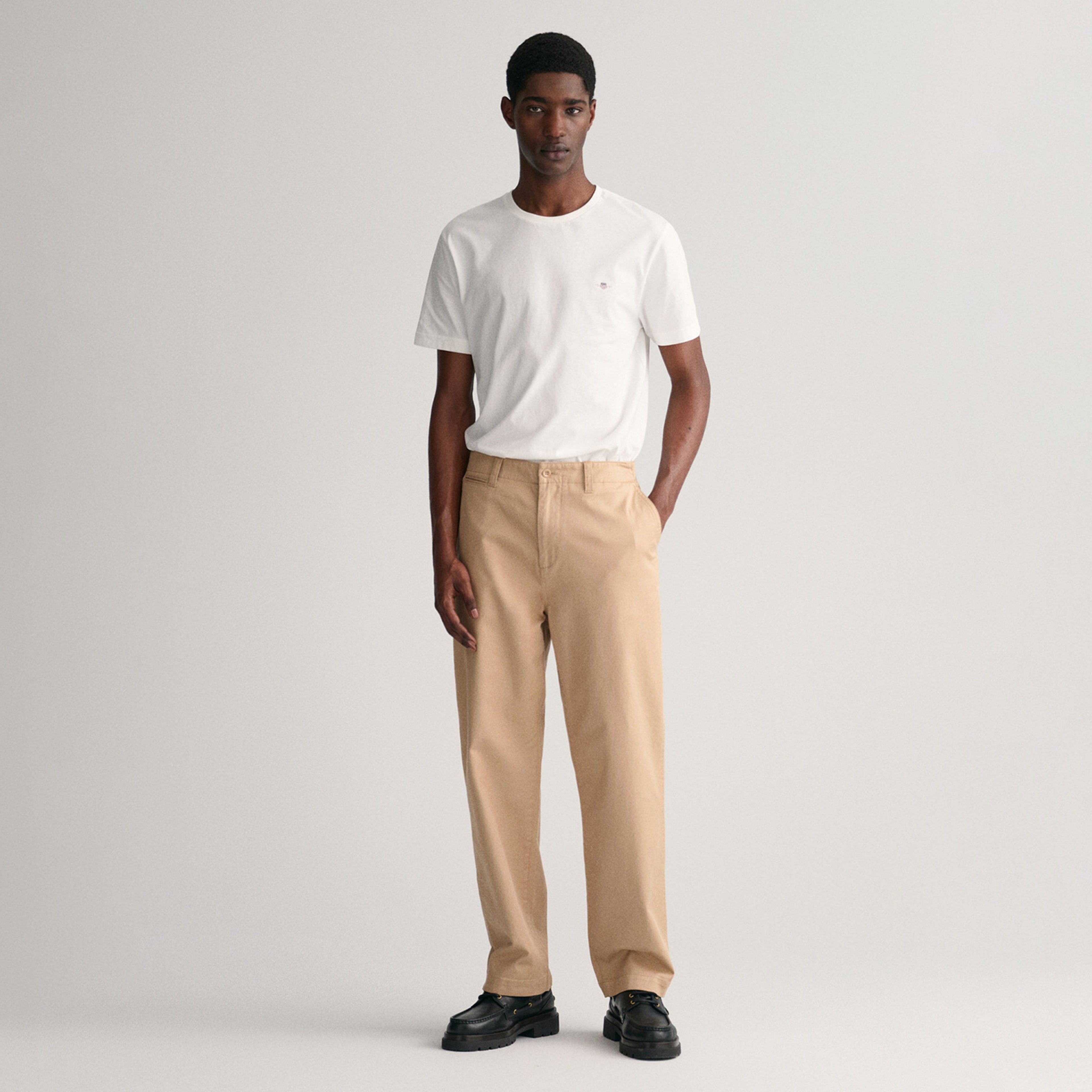 GANT Erkek Beyaz Regular Fit Bisiklet Yaka T-Shirt