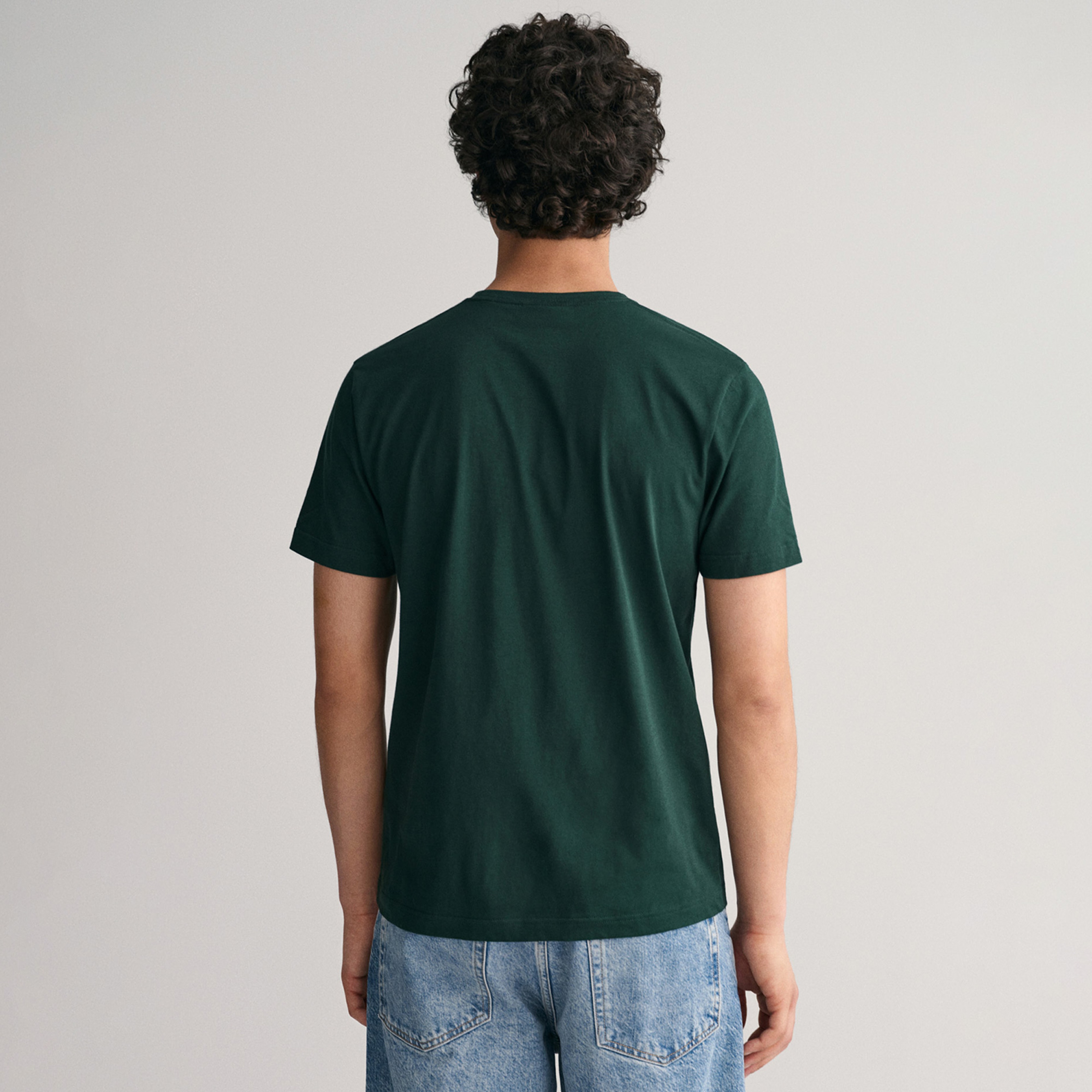 GANT Erkek Yeşil Regular Fit Bisiklet Yaka T-Shirt