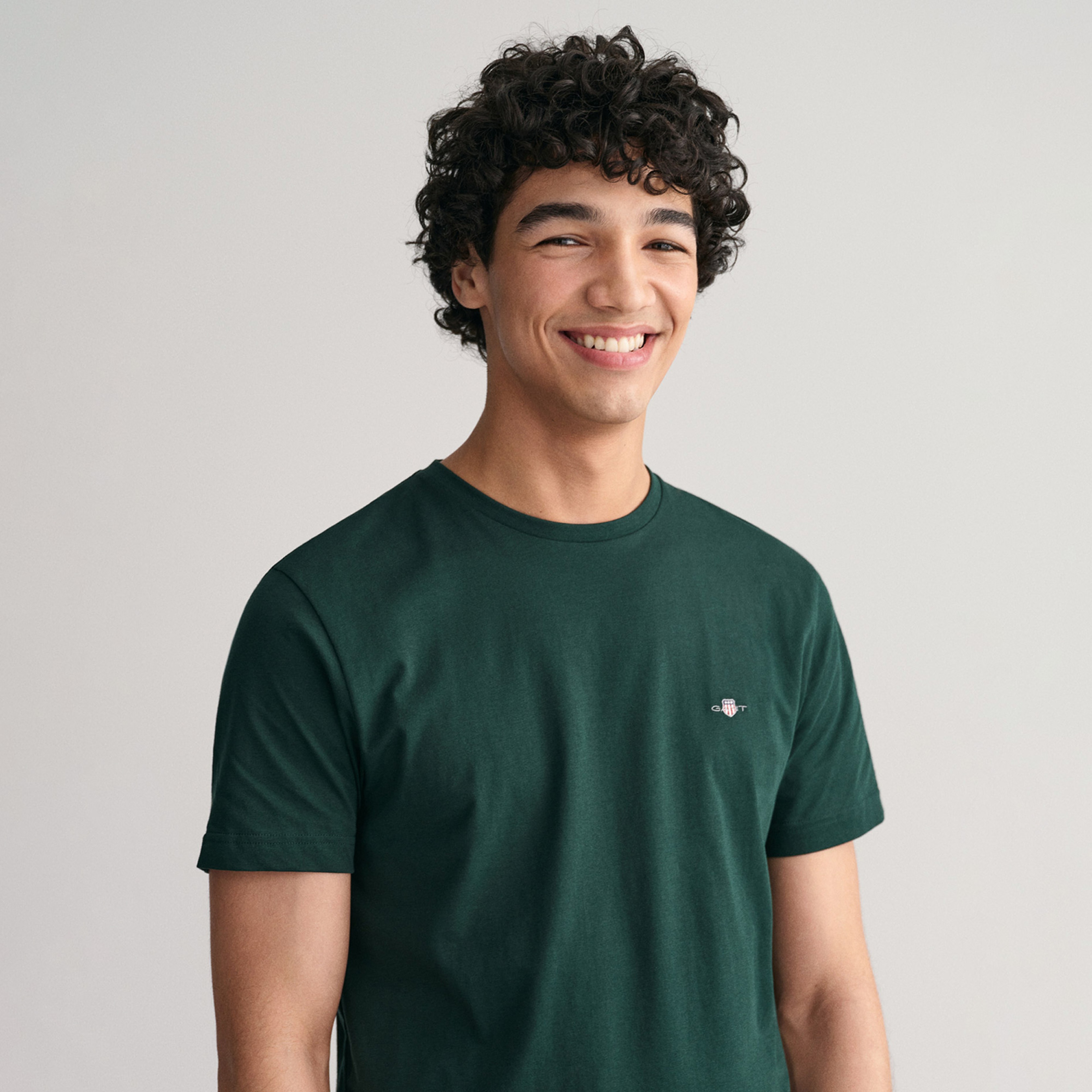 GANT Erkek Yeşil Regular Fit Bisiklet Yaka T-Shirt