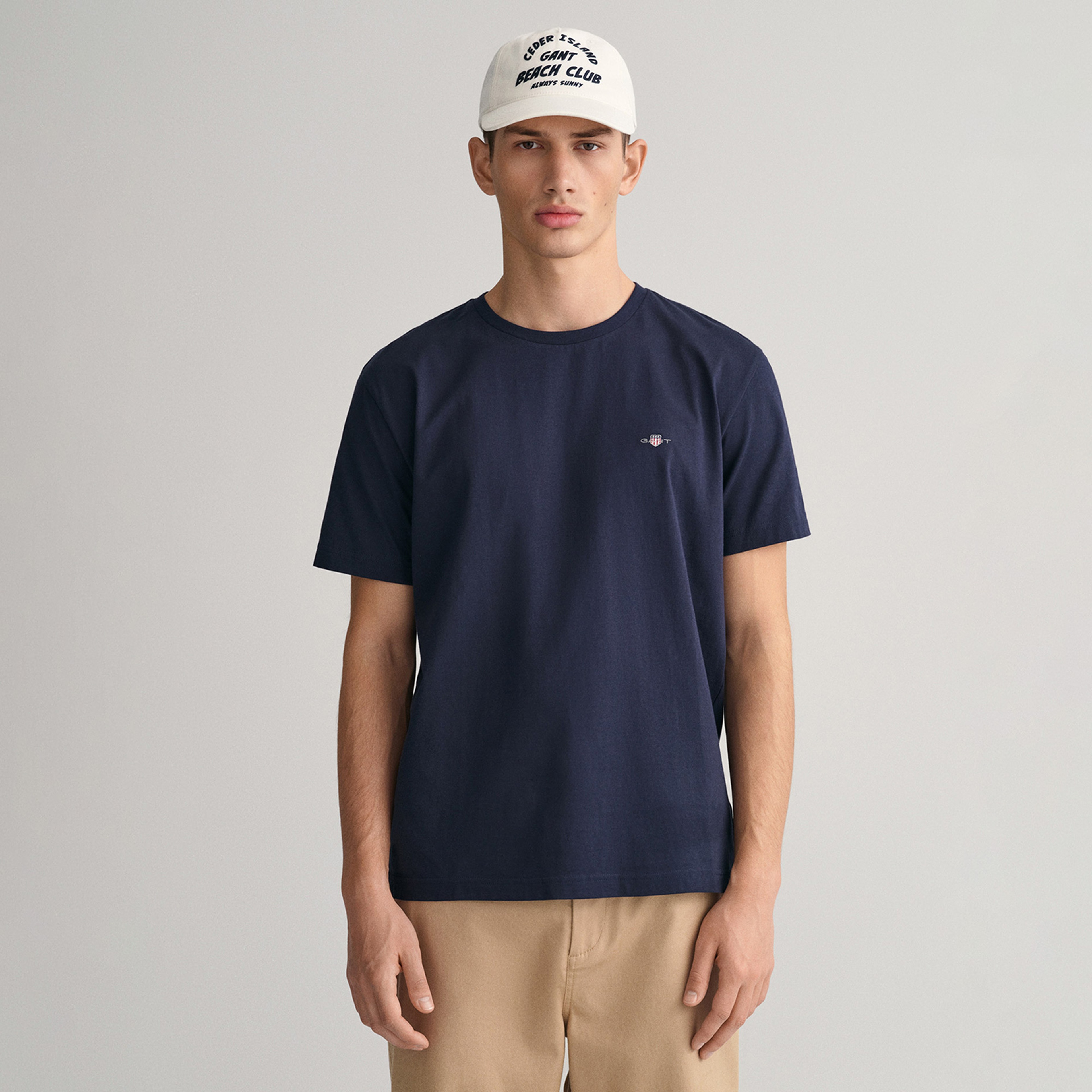 GANT Erkek Mavi Bisiklet Yaka Regular Fit T-Shirt