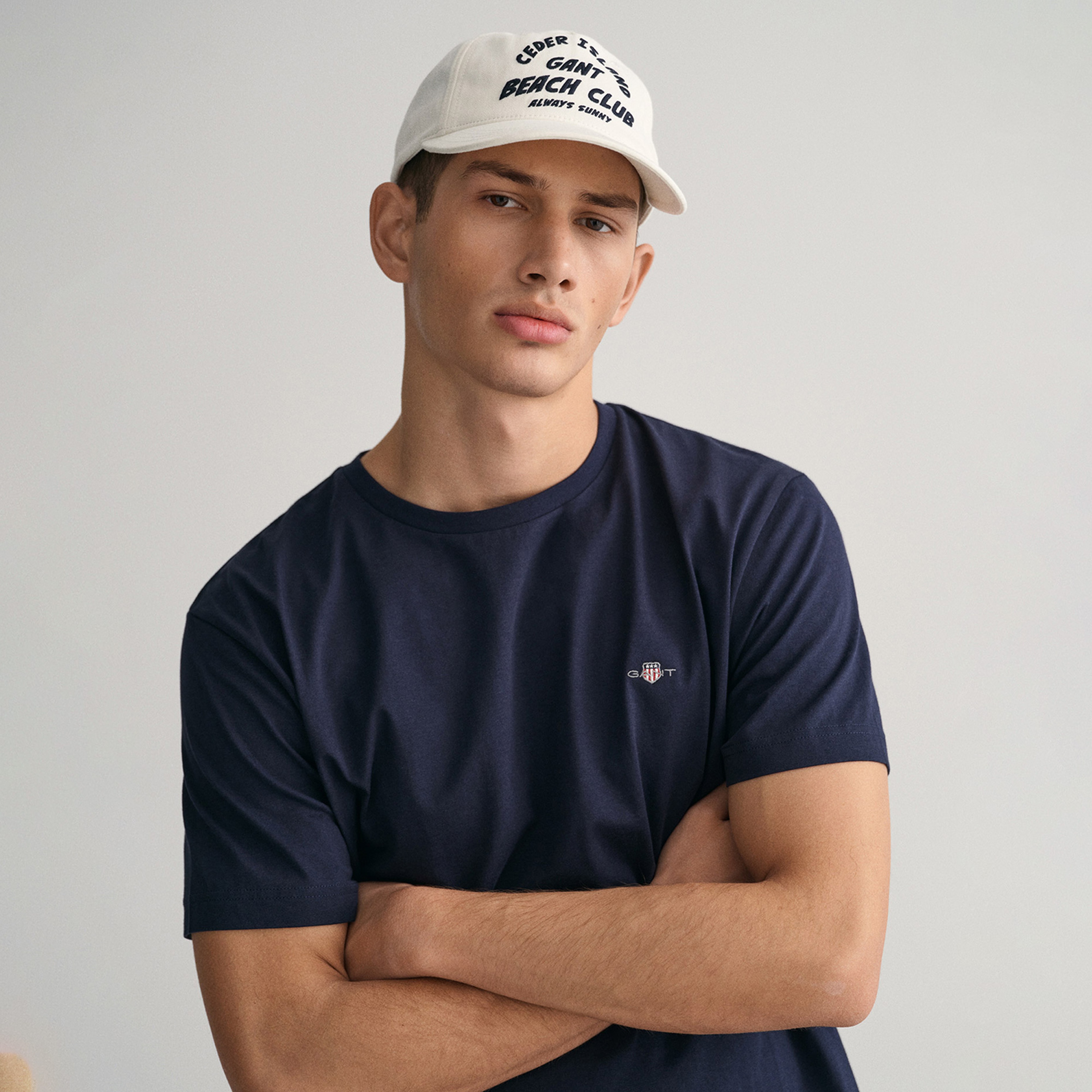 GANT Erkek Mavi Bisiklet Yaka Regular Fit T-Shirt