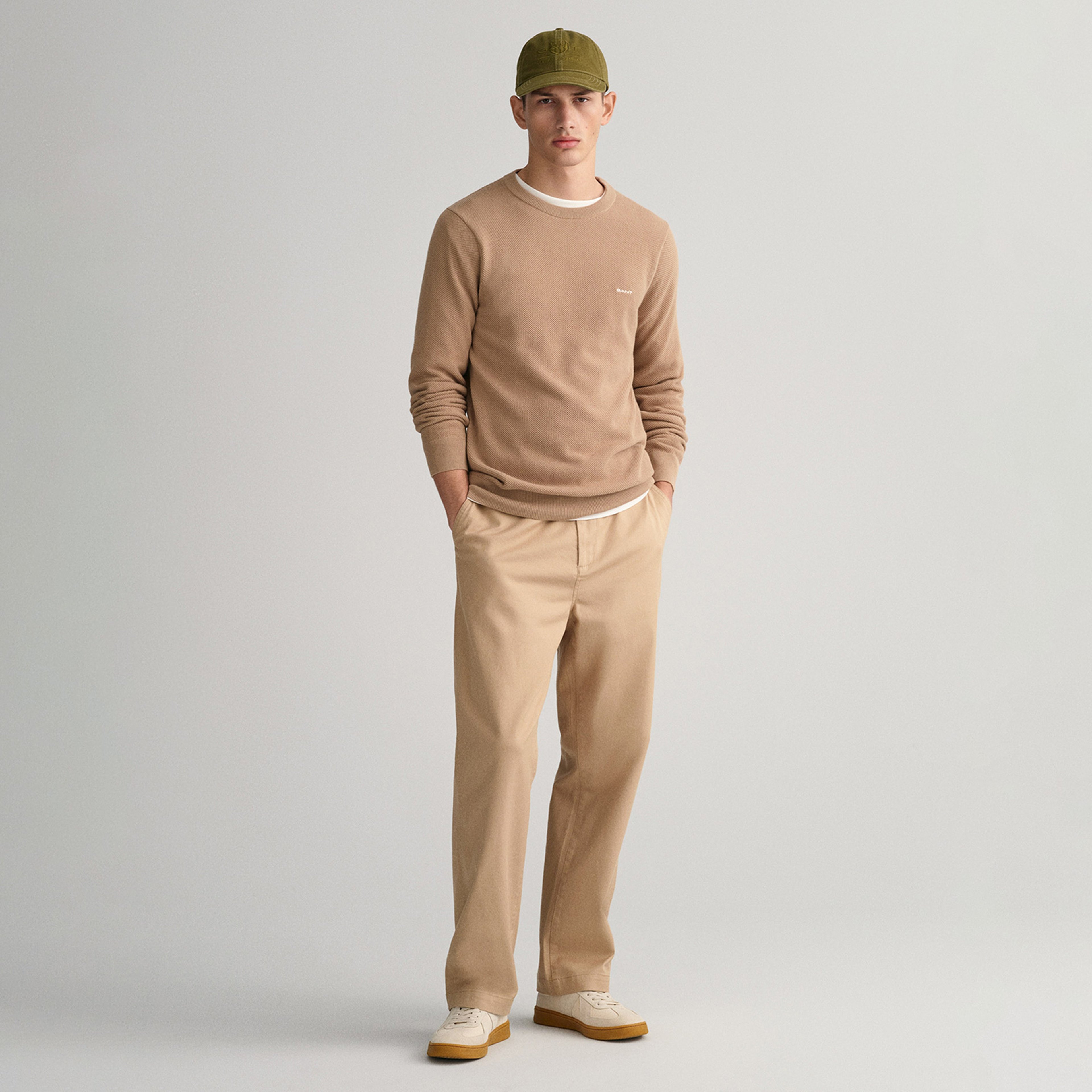 GANT Erkek Bej Regular Fit Bisiklet Yaka Kazak