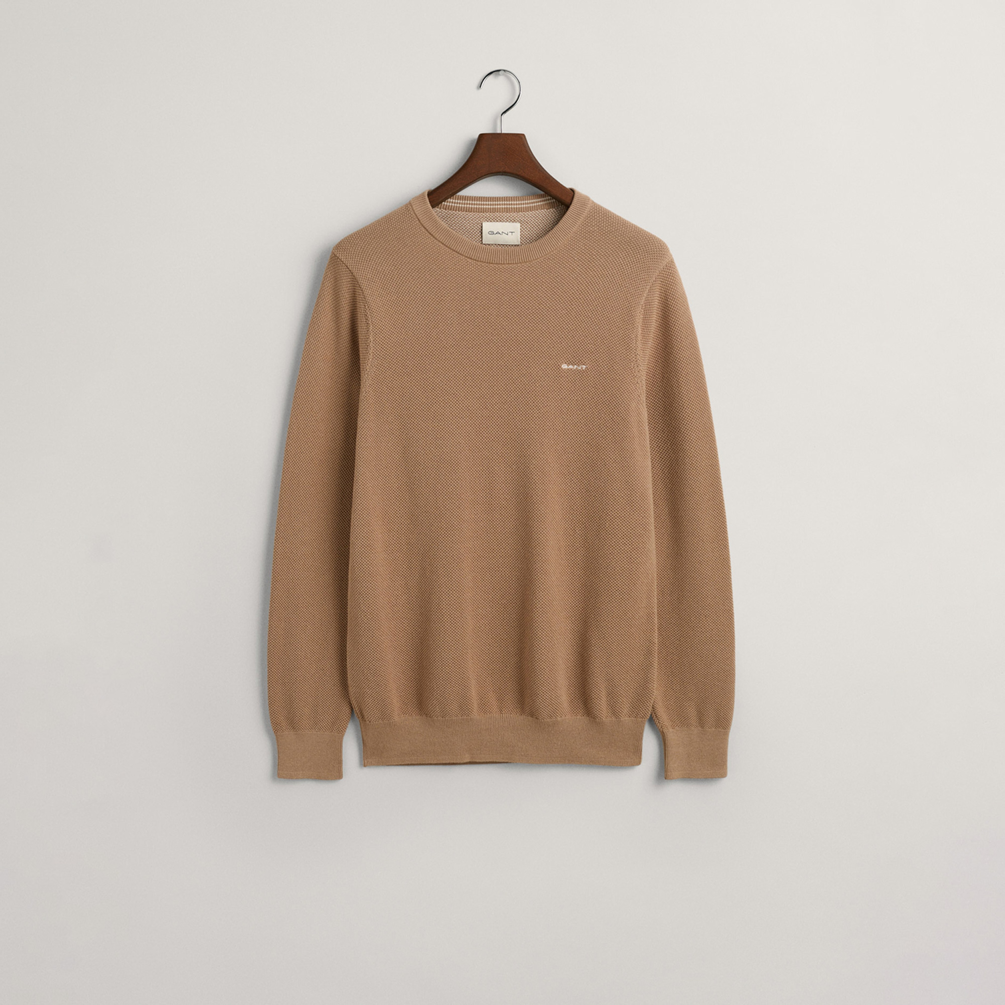 GANT Erkek Bej Regular Fit Bisiklet Yaka Kazak