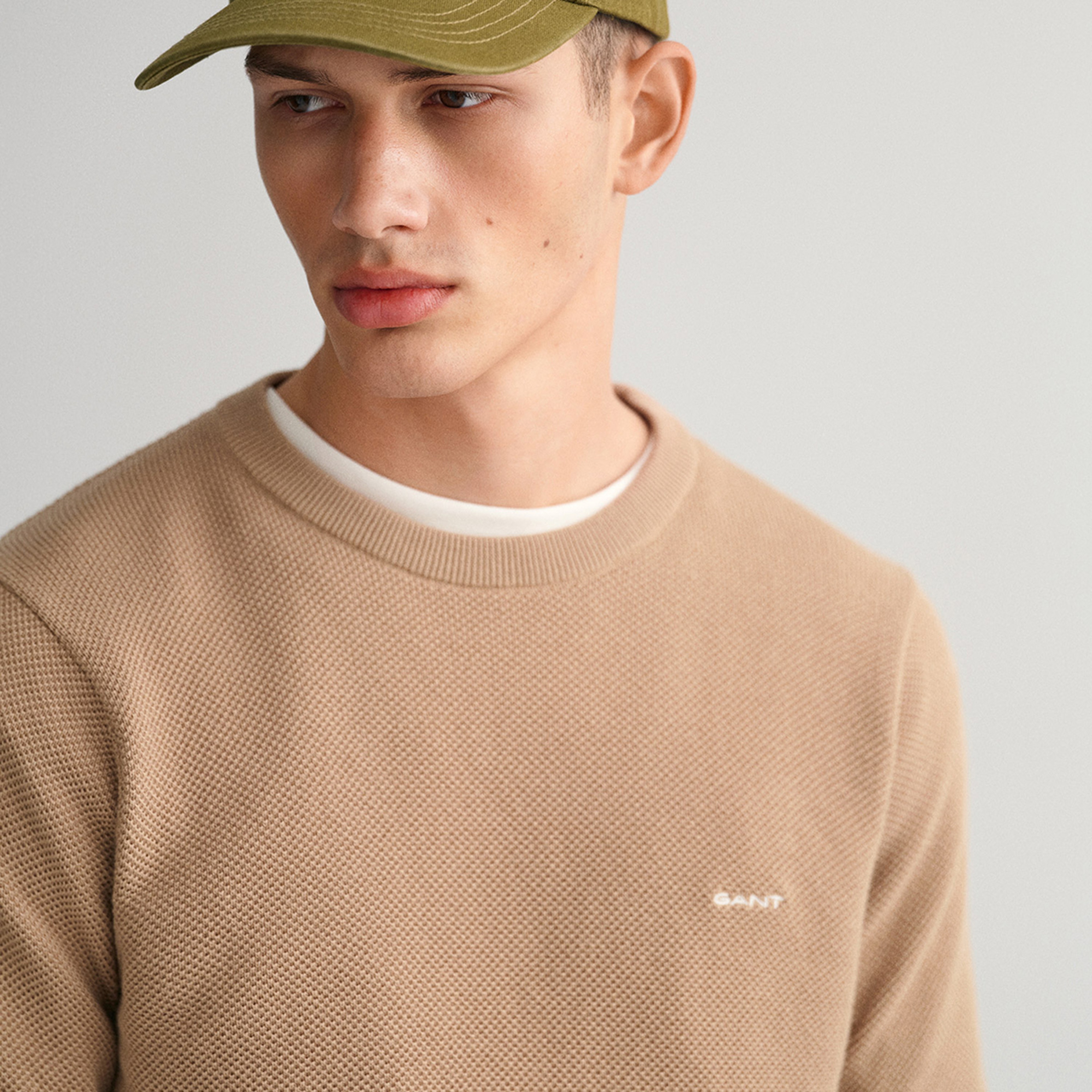 GANT Erkek Bej Regular Fit Bisiklet Yaka Kazak