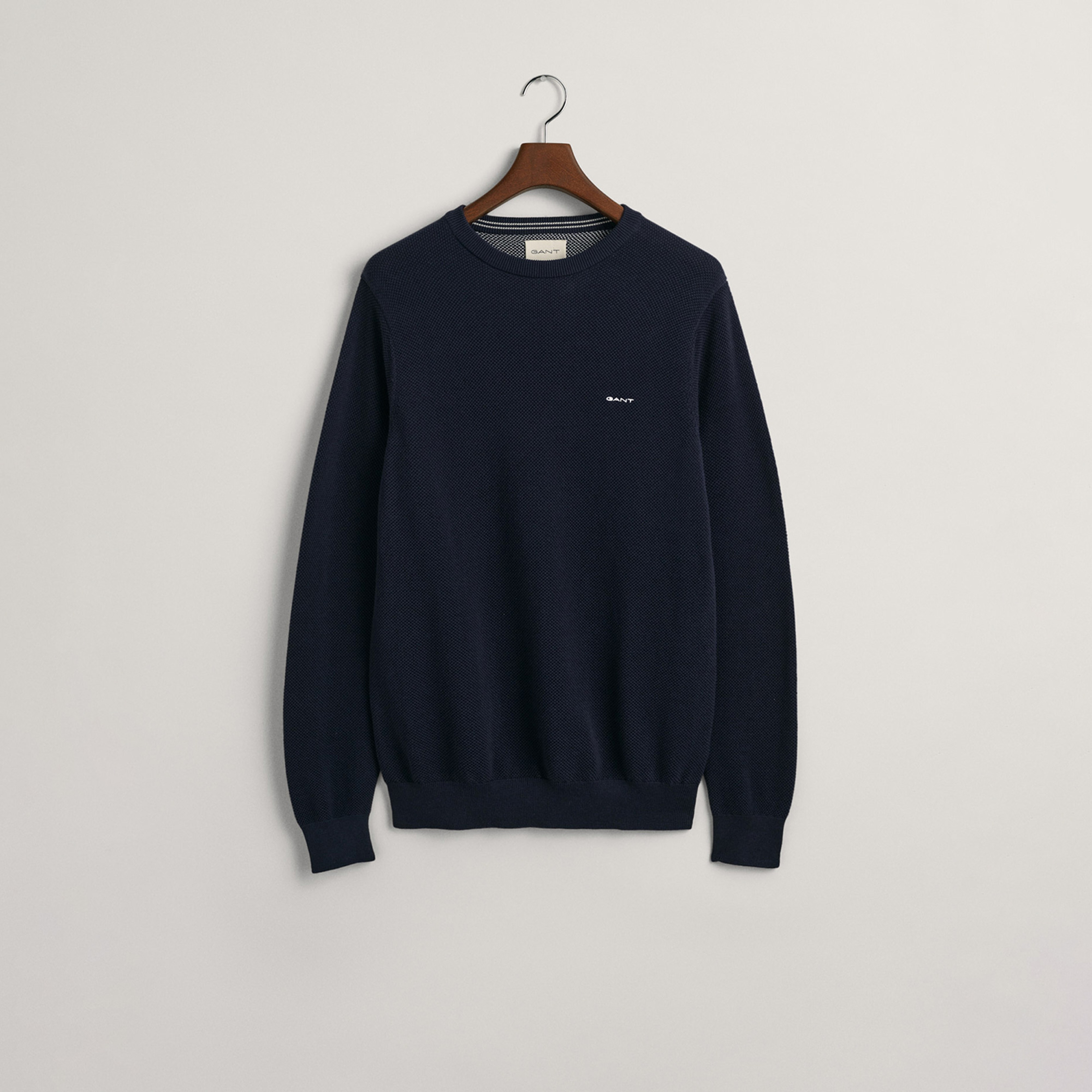 GANT Erkek Lacivert Regular Fit Bisiklet Yaka Kazak