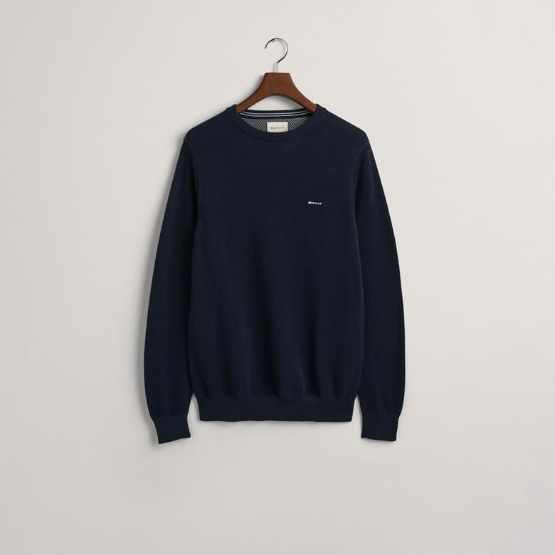 GANT Erkek Lacivert Regular Fit Bisiklet Yaka Kazak