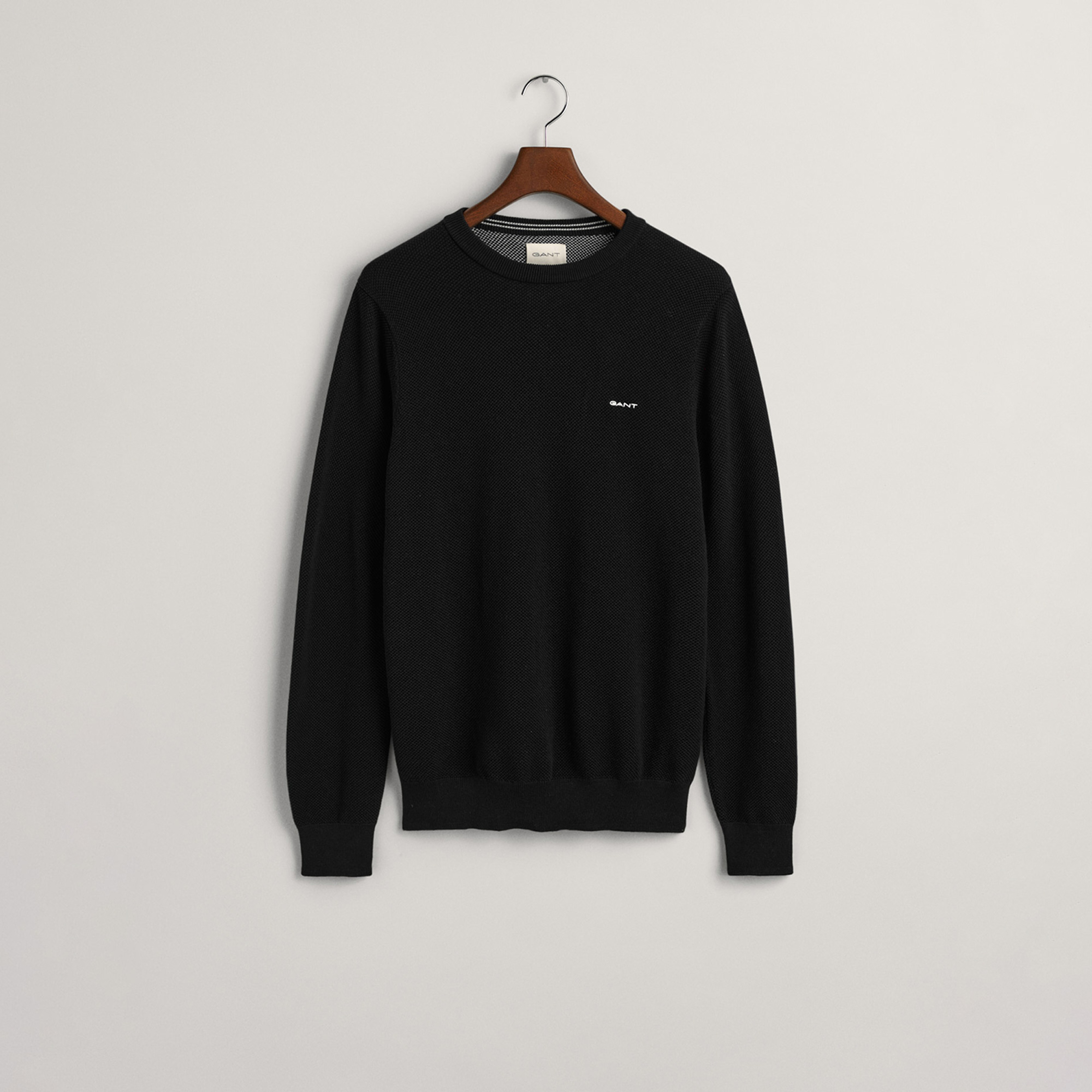 GANT Erkek Siyah Regular Fit Bisiklet Yaka Kazak