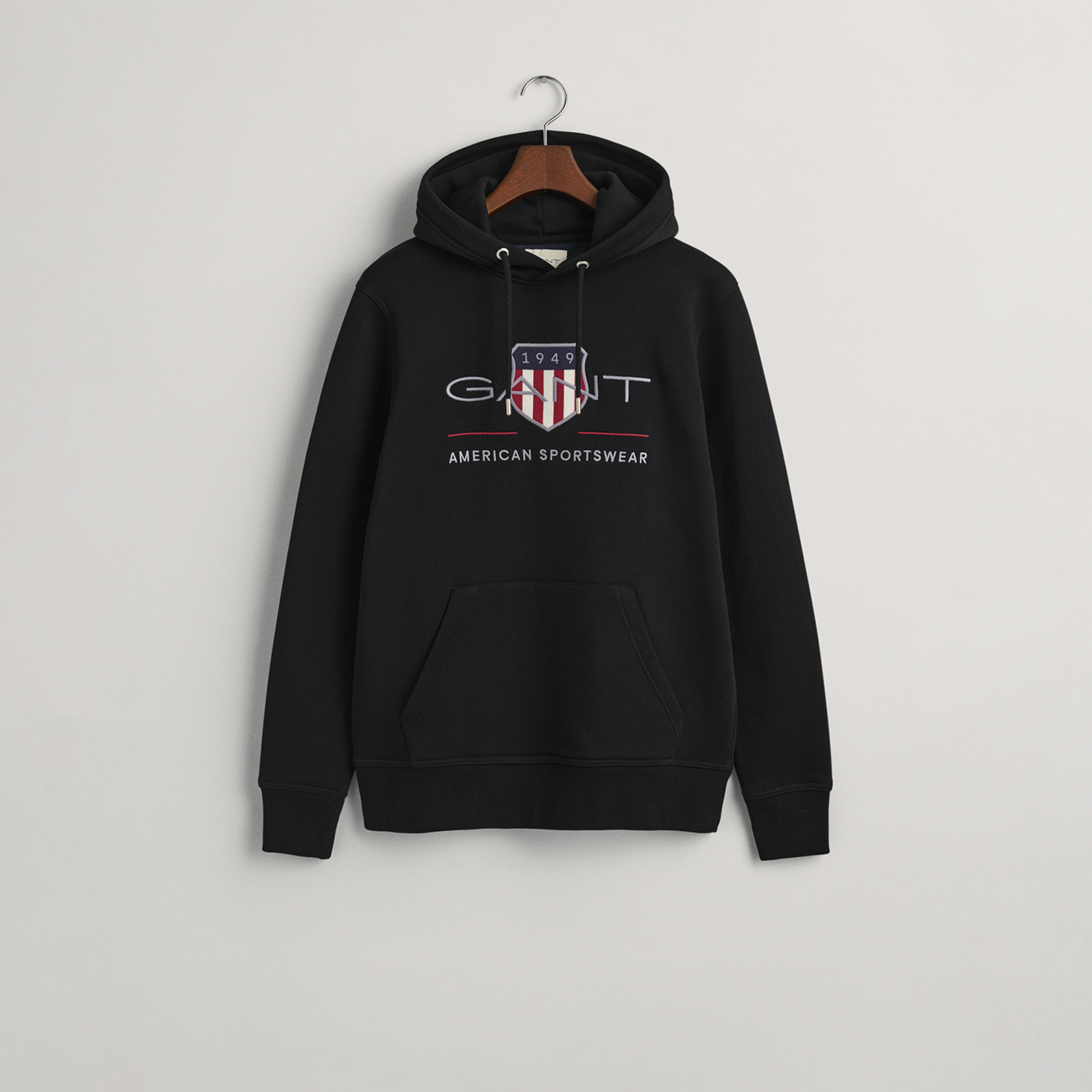 GANT Erkek Siyah Regular Fit Kapüşonlu Logolu Sweatshirt