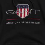 GANT Erkek Siyah Regular Fit Kapüşonlu Logolu Sweatshirt