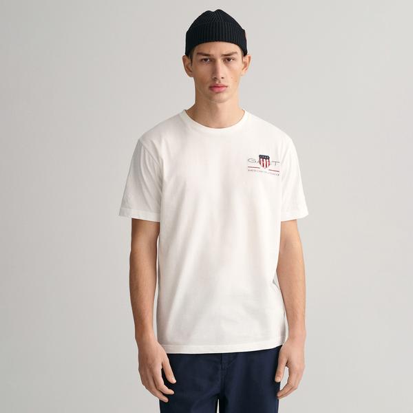 GANT Erkek Beyaz Regular Fit Bisiklet Yaka Logolu T-shirt