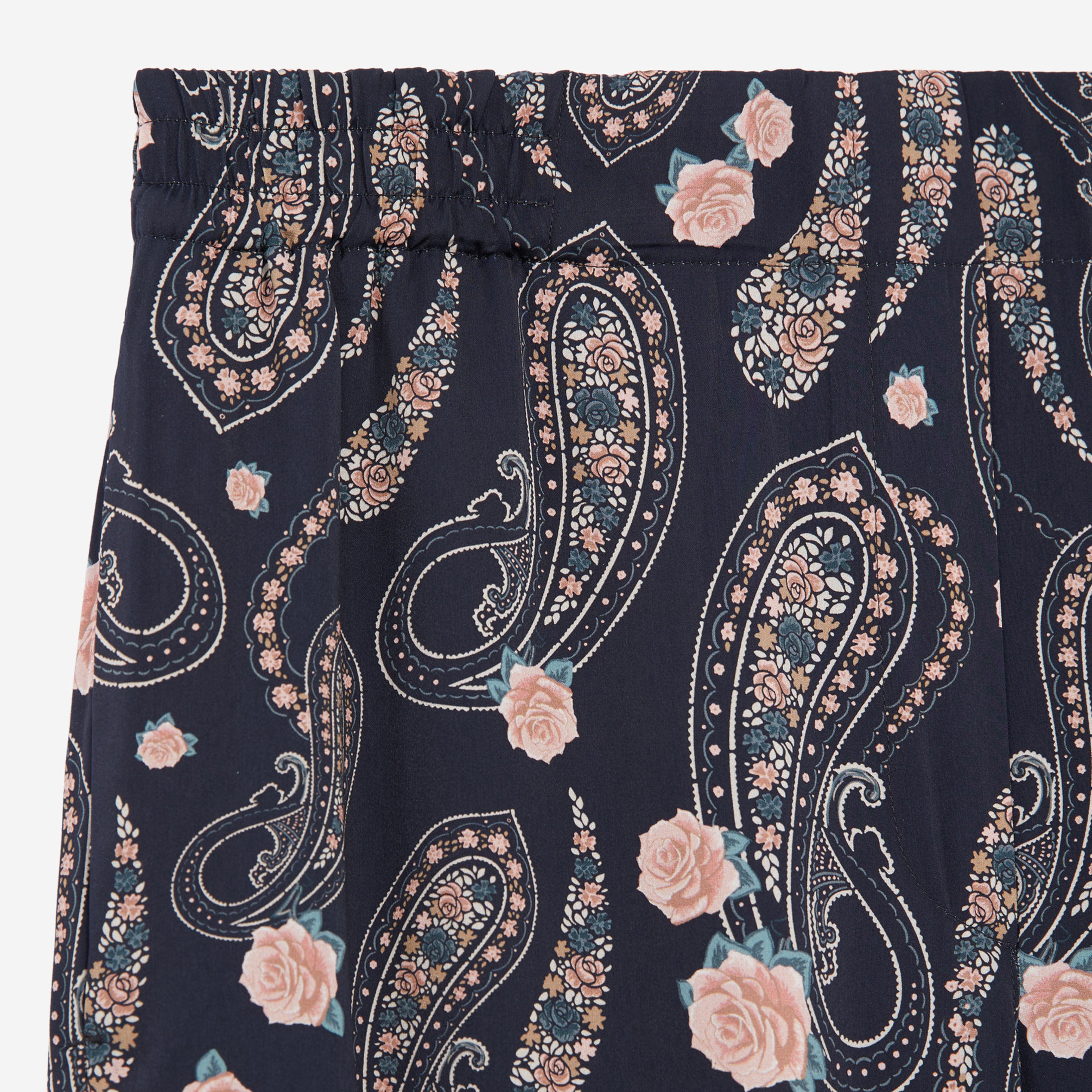 KADIN ÇİÇEK DESENLİ SİYAH PANTOLON