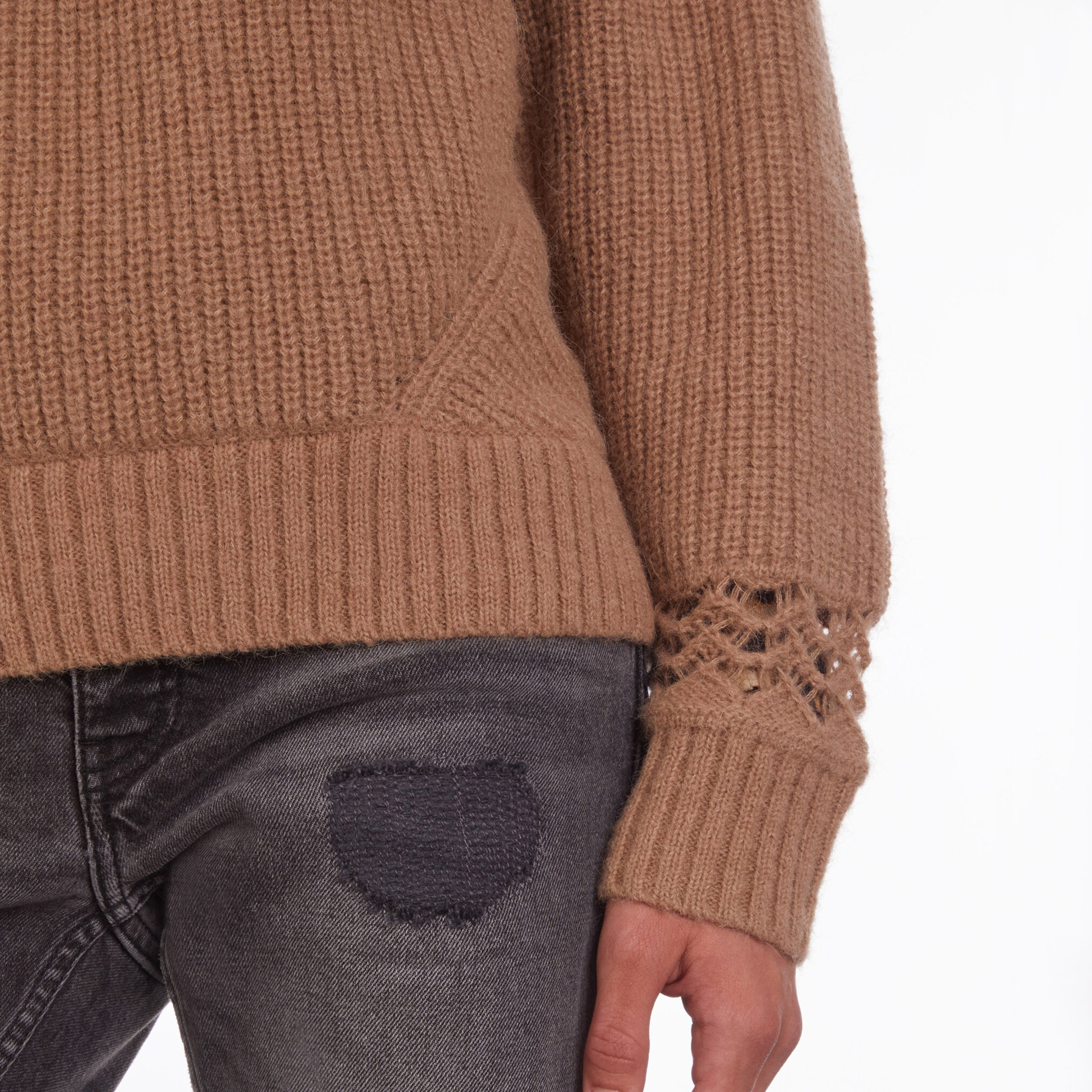 KADIN COMFORT FIT BİSİKLET YAKA KAHVERENGİ KAZAK