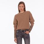 KADIN COMFORT FIT BİSİKLET YAKA KAHVERENGİ KAZAK