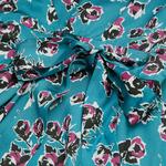 KADIN V YAKA UZUN KOLLU ÇİÇEK DESENLİ PEMBE ELBİSE